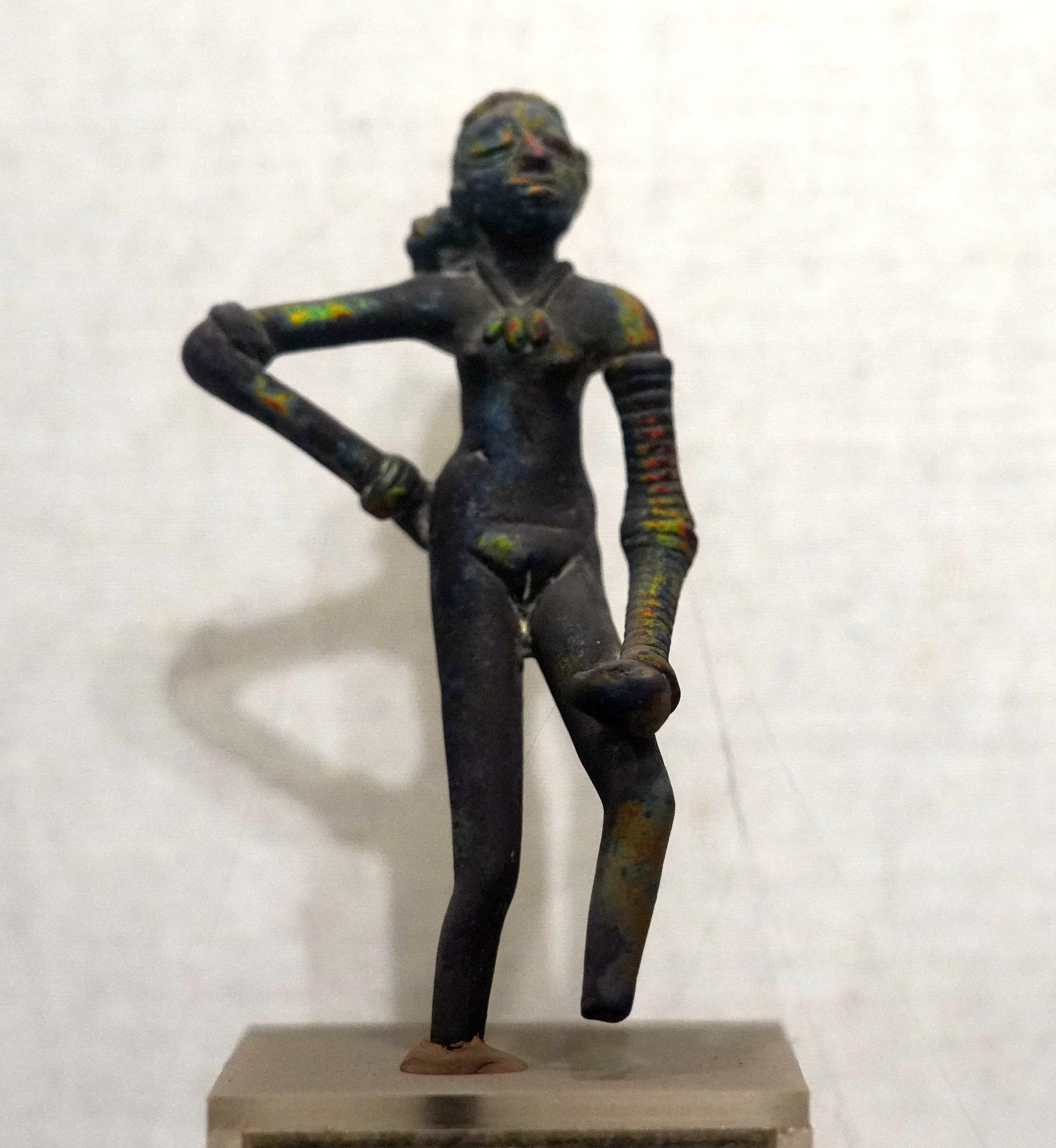Close view of the Dancing Girl bronze sculpture
