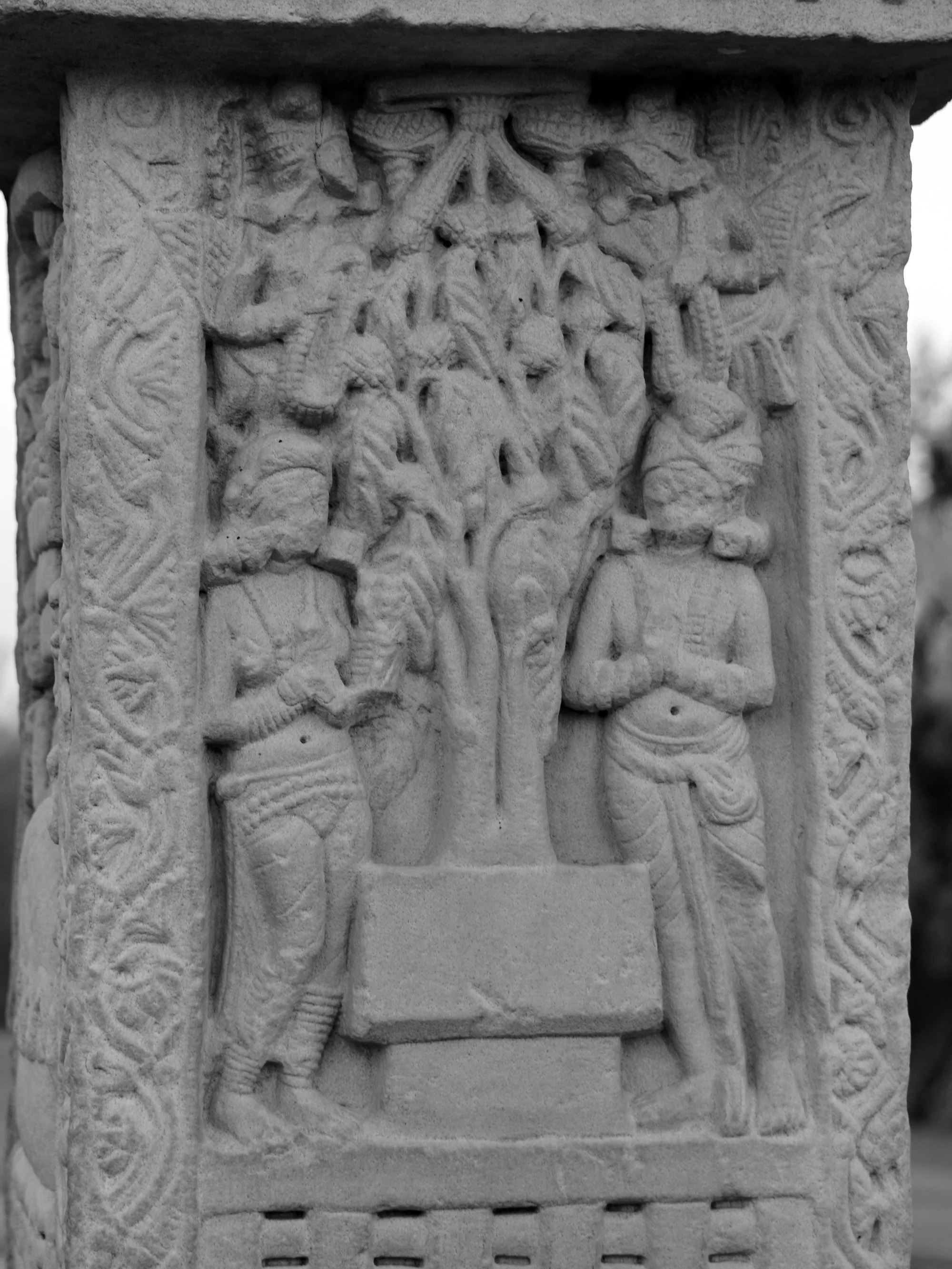Relief depicting worship of the Bodhi Tree
