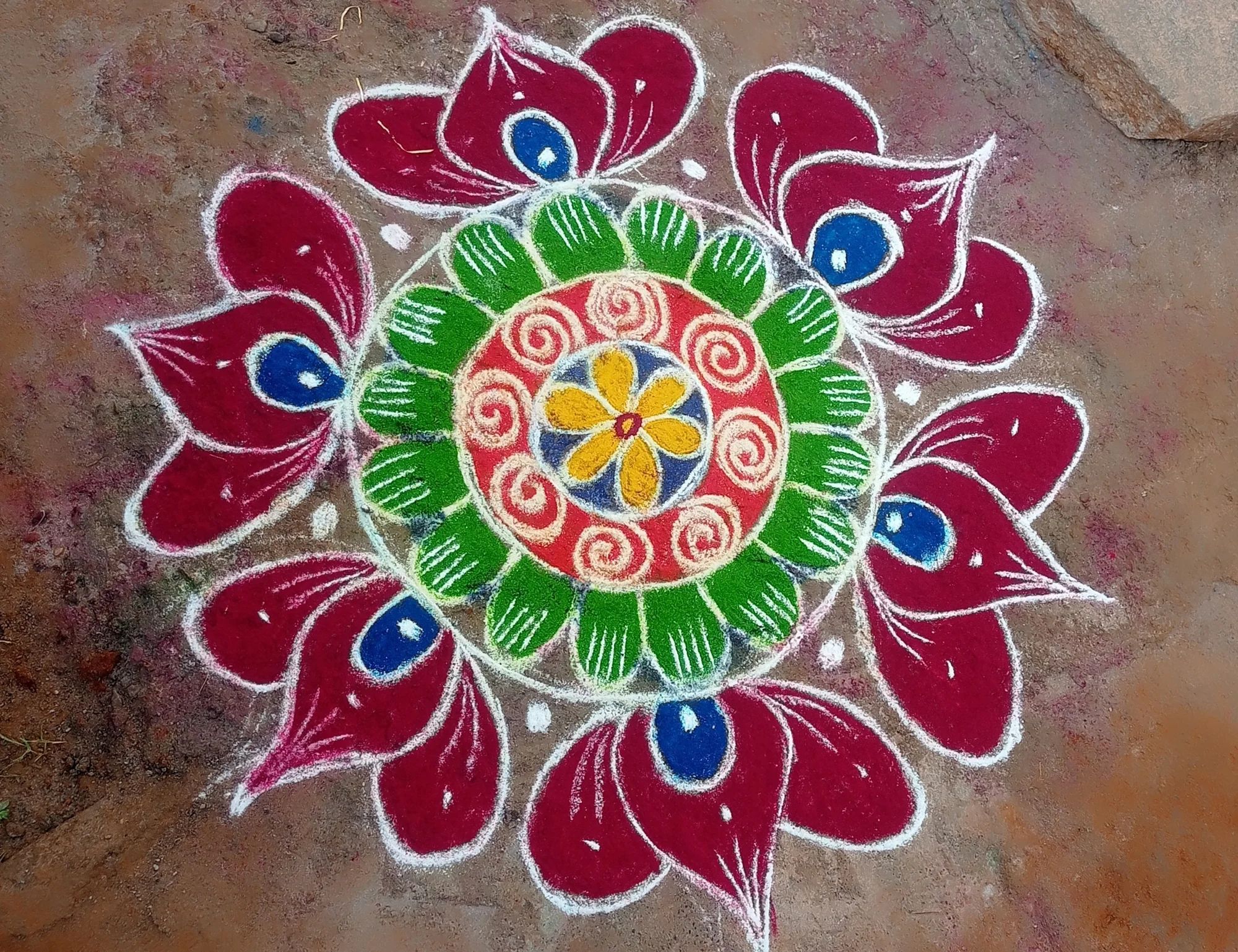 Rangoli pattern with traditional motifs
