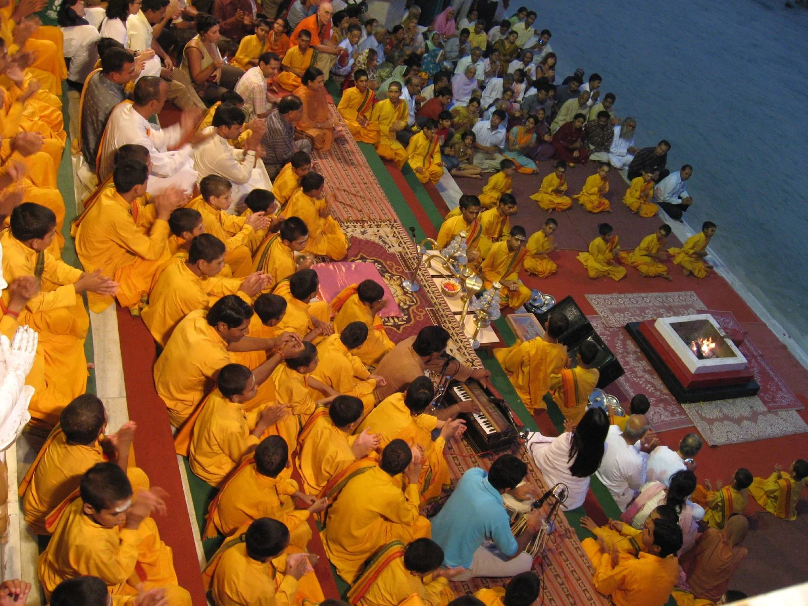 Evening prayers on the banks of the Ganges at Rishikesh