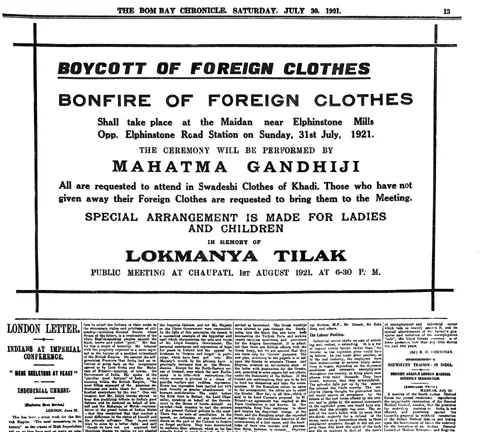 Historical photograph of boycott of foreign clothes campaign