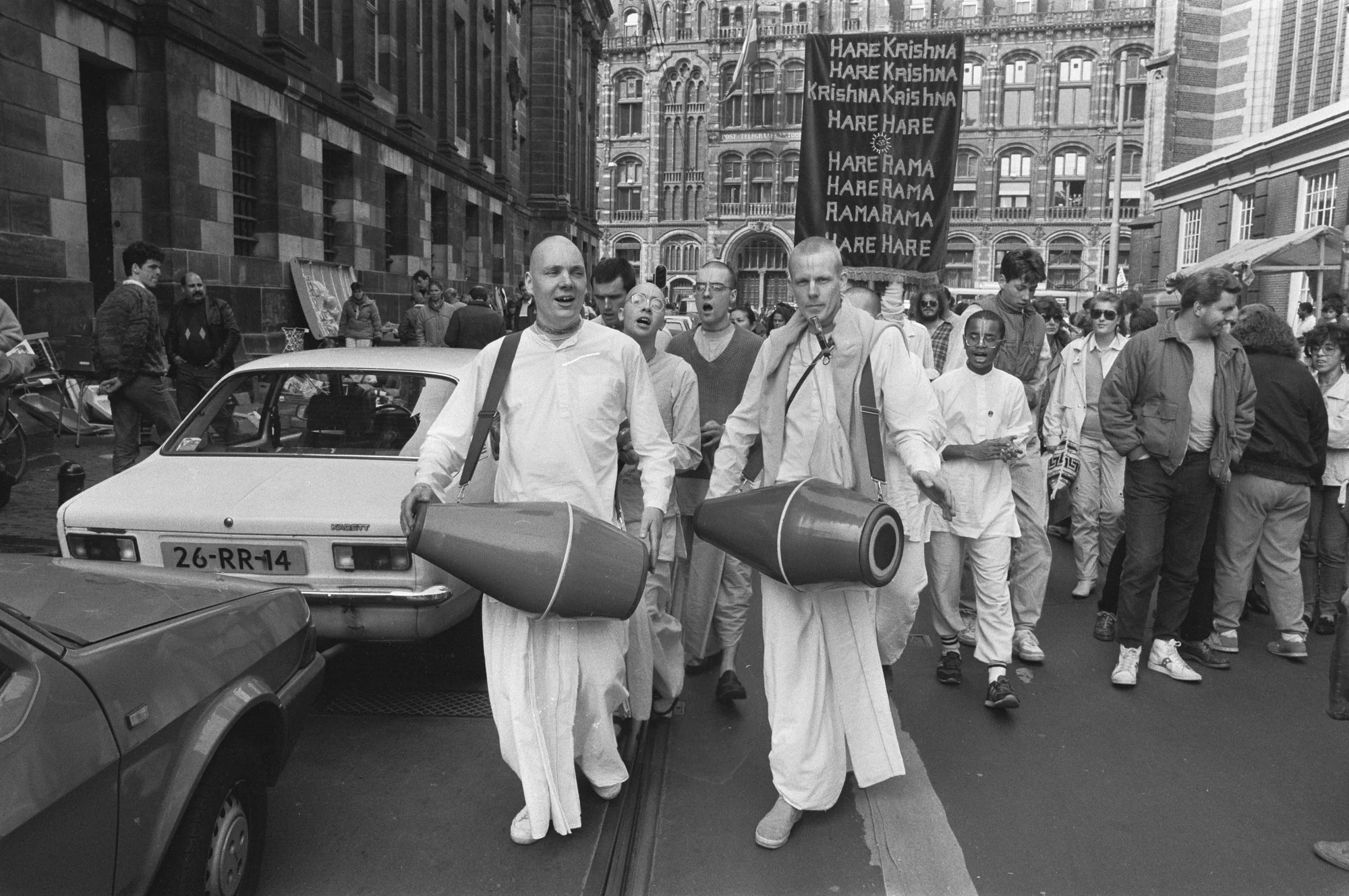 Hare Krishna devotees chanting mantras