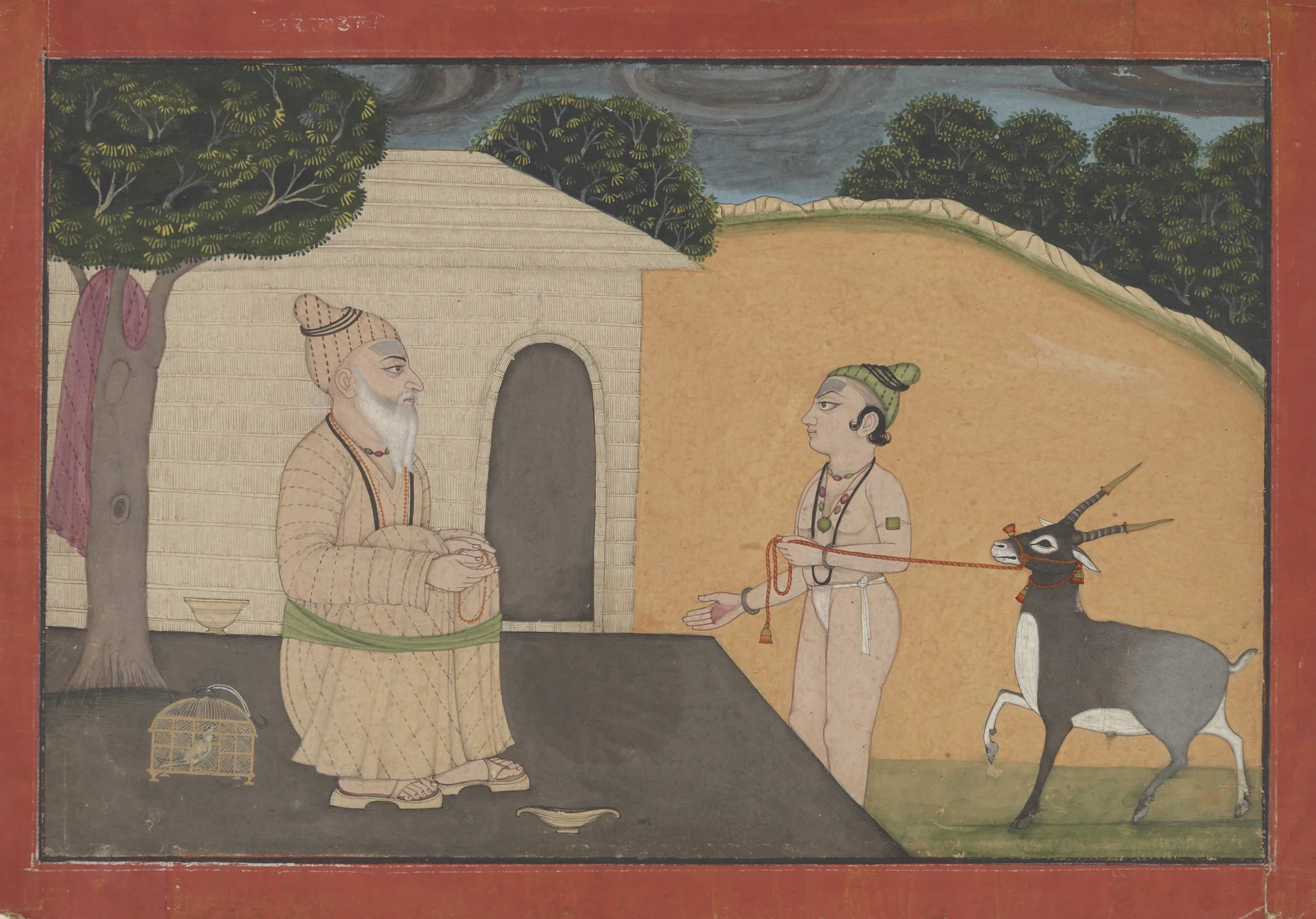 Historical painting depicting guru and disciple