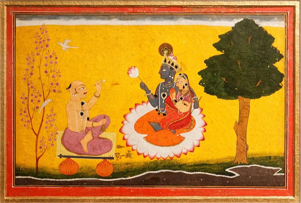 Jayadeva worshipping Radha and Krishna