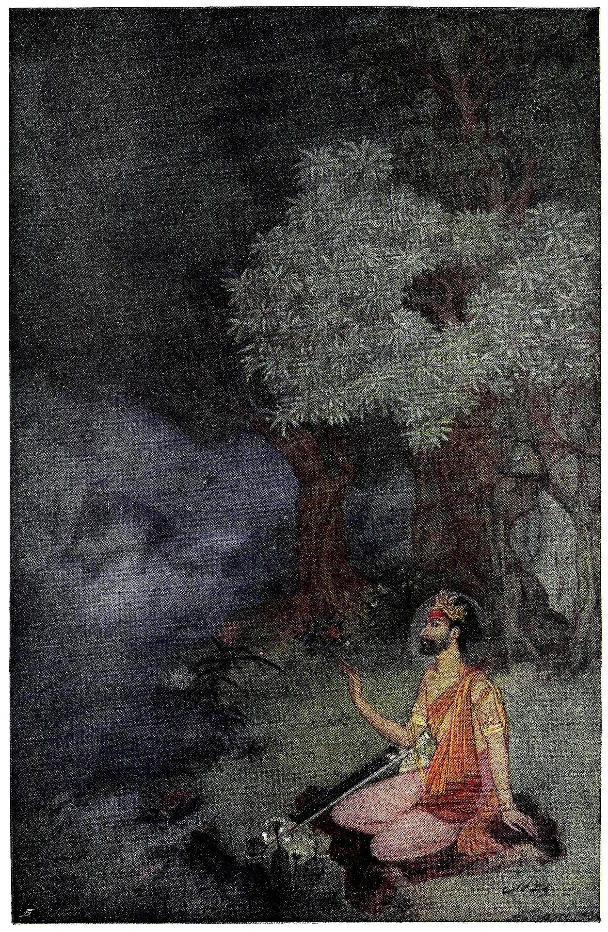 Painting of the banished yaksha by Abanindranath Tagore