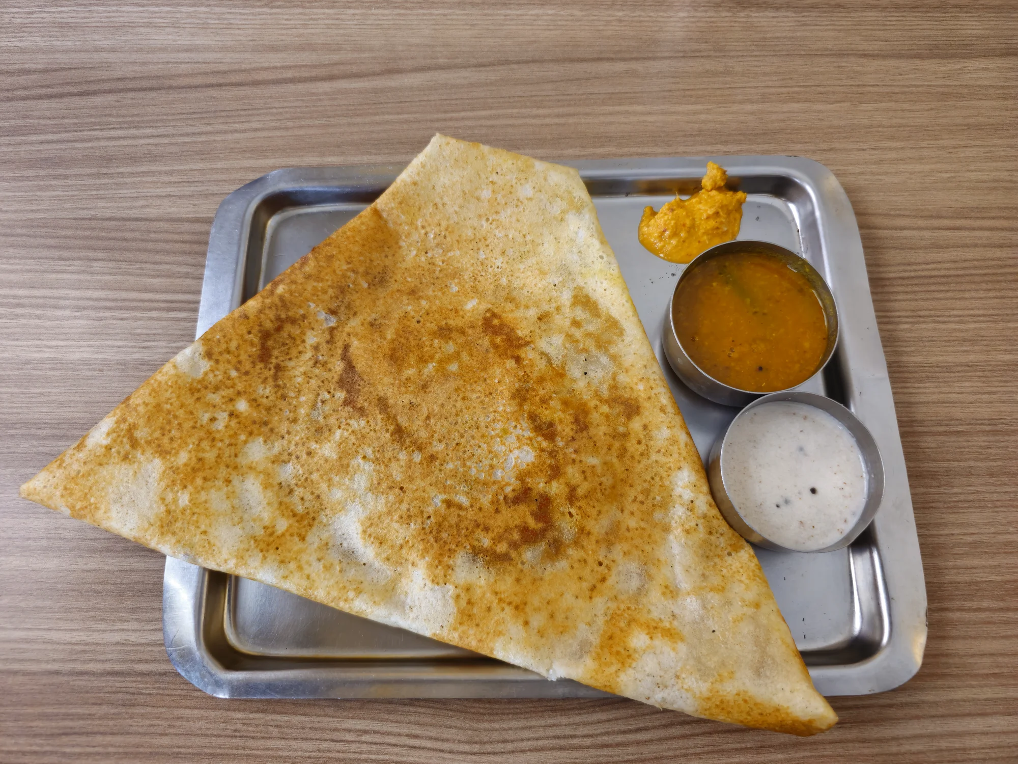 Kerala-style masala dosa with accompaniments