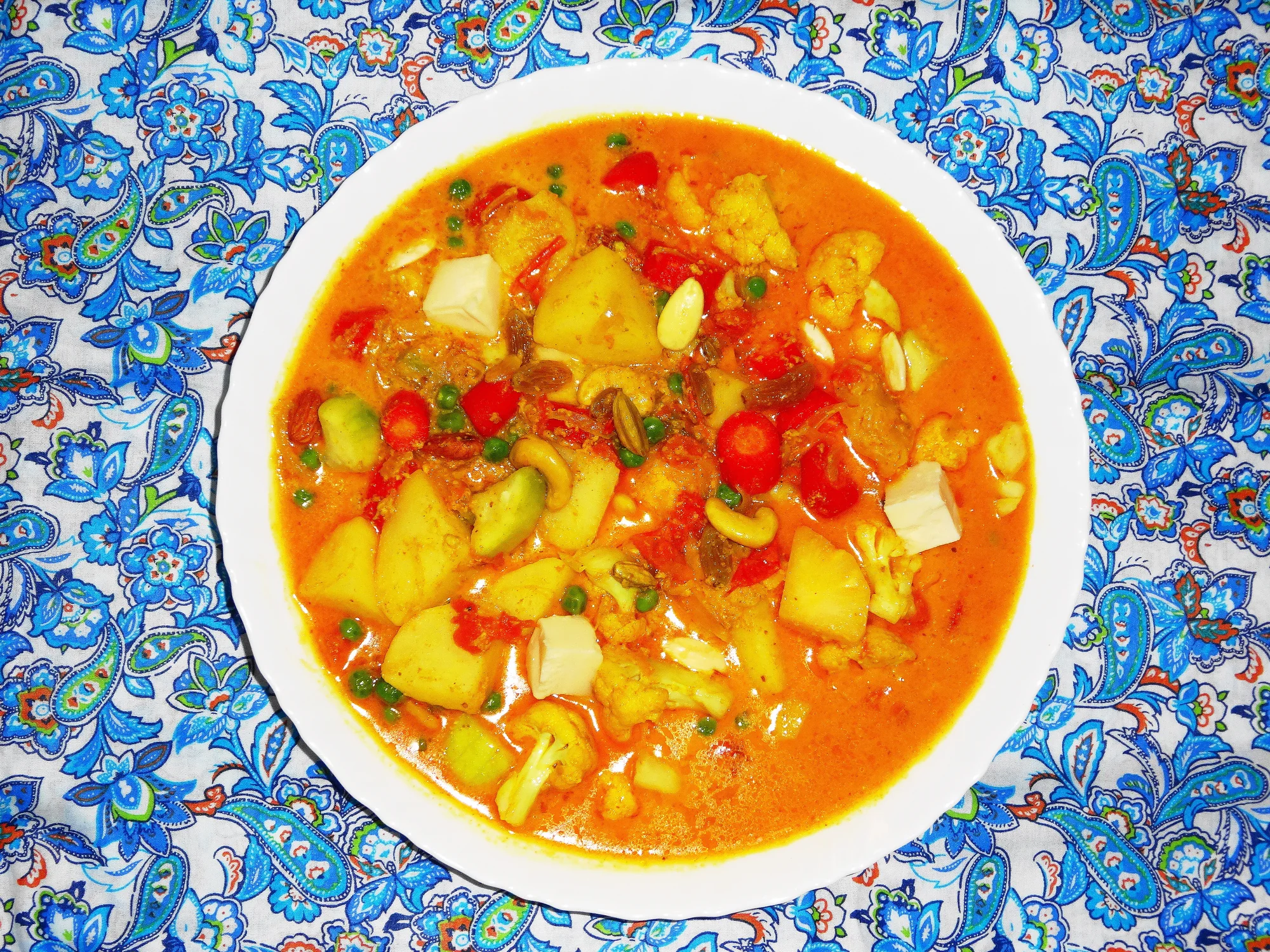 Navratan korma with mixed vegetables and nuts