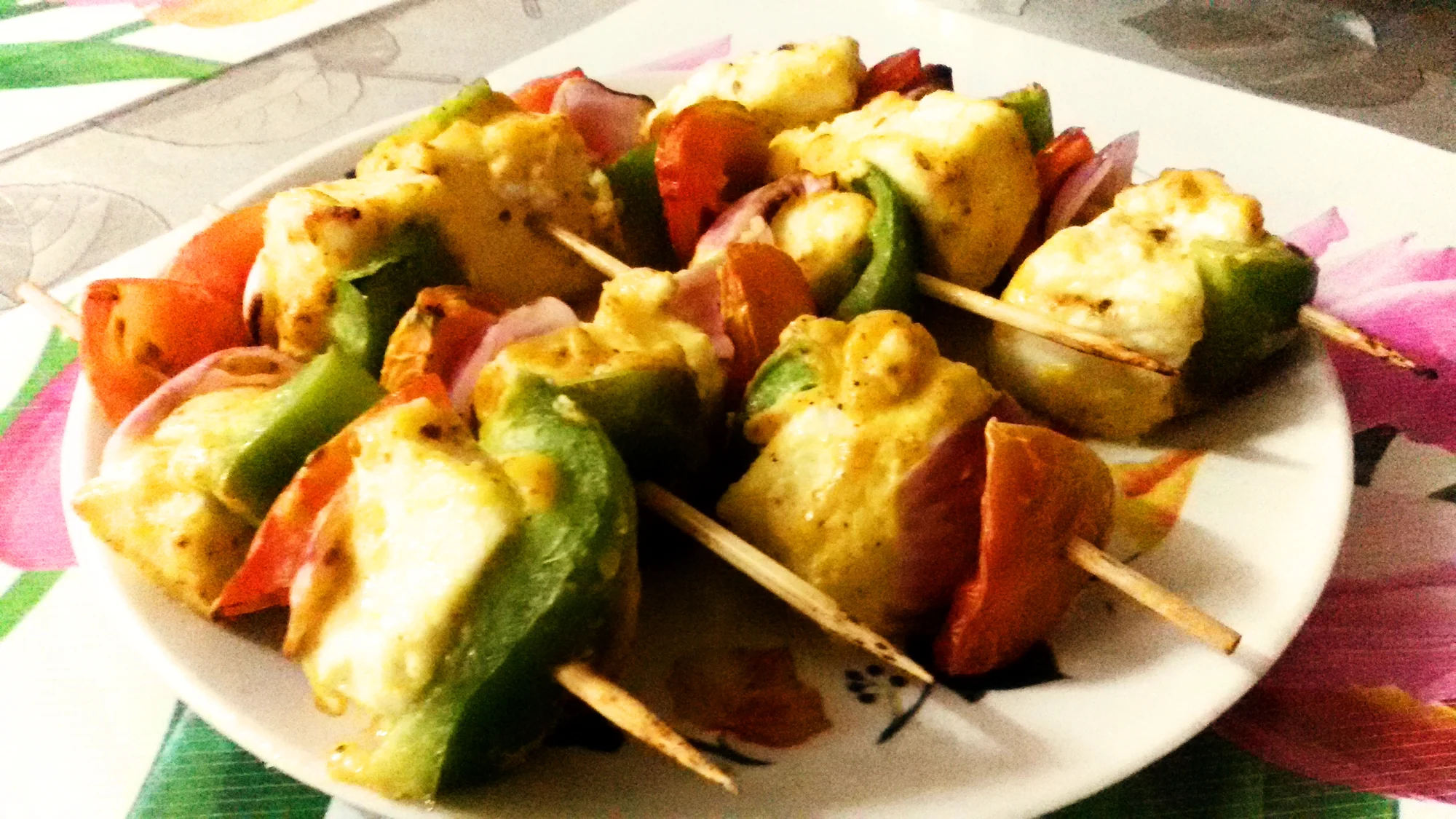 Home-made paneer tikka prepared in modern air fryer