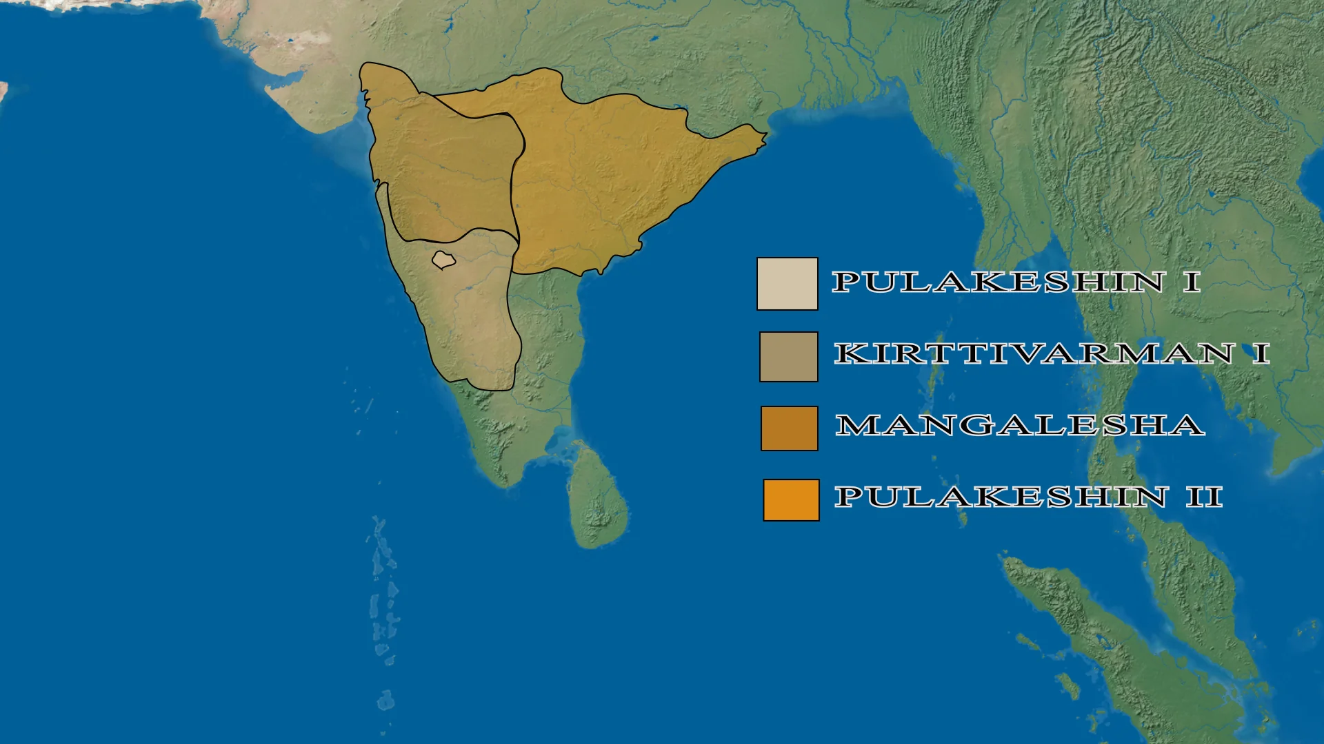 Animated map showing imperial expansion of Chalukyas over time