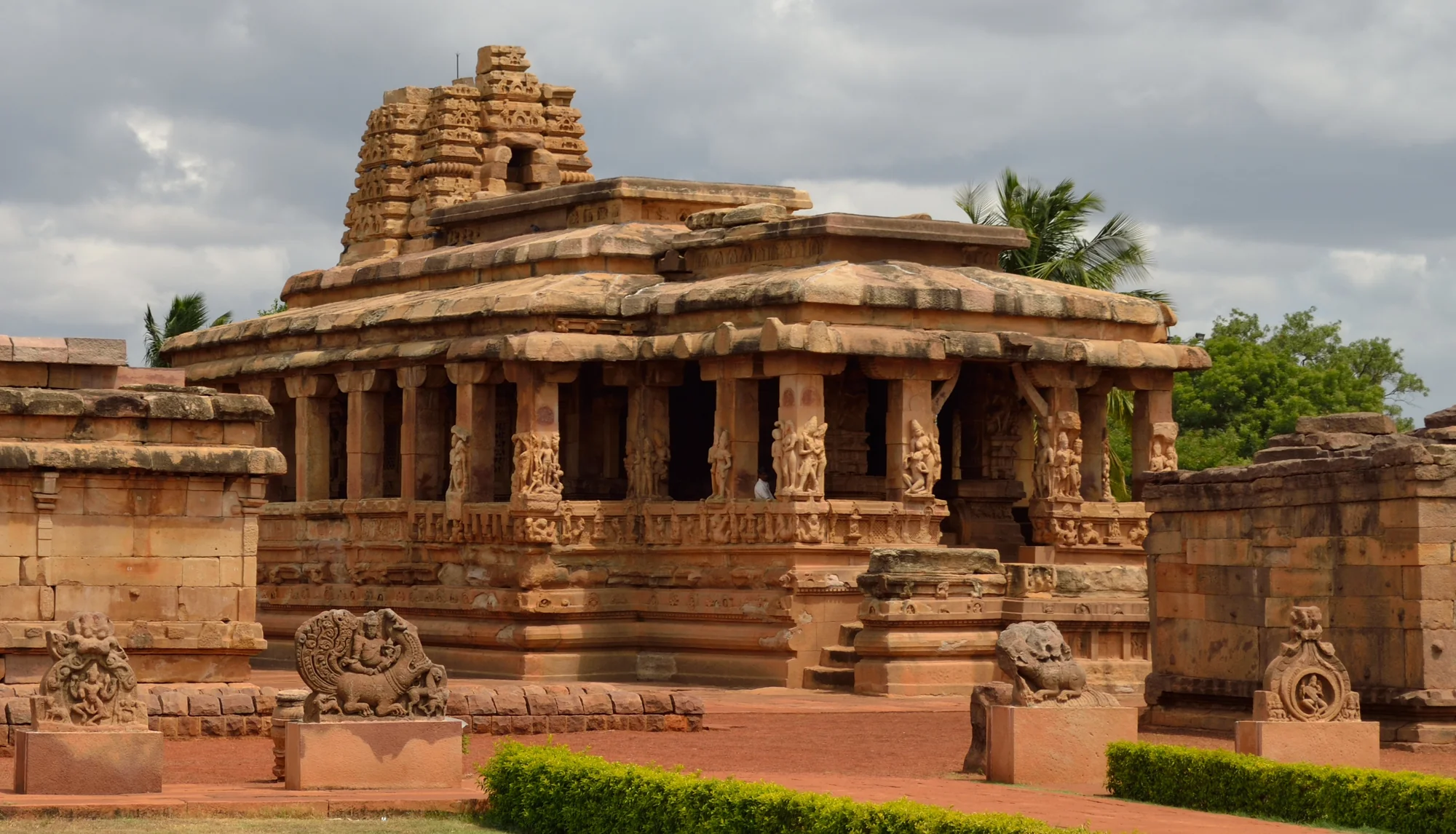 Durga temple at Aihole with distinctive apsidal plan