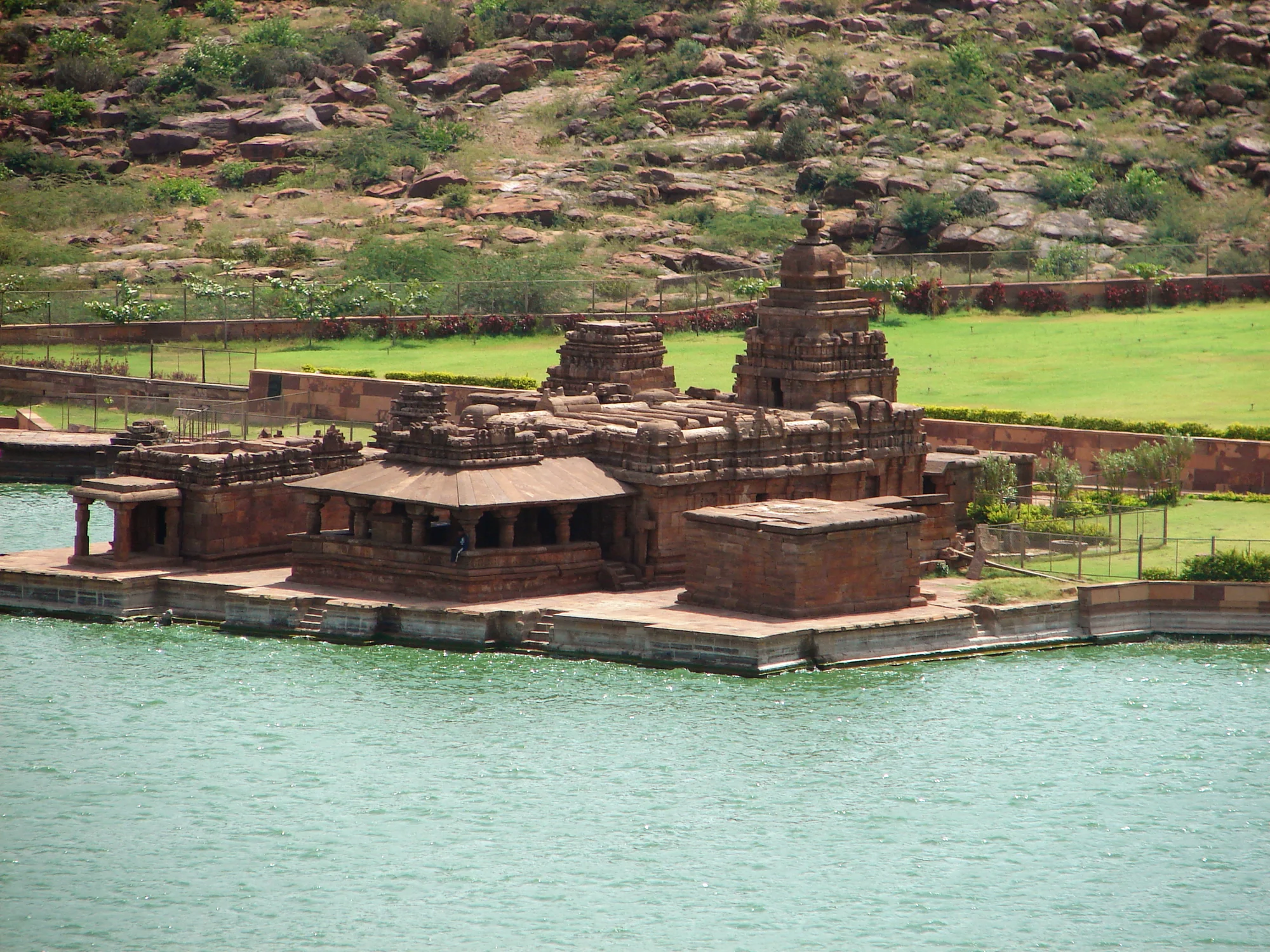 Bhutanatha temple complex reflected in Agastya lake at Badami