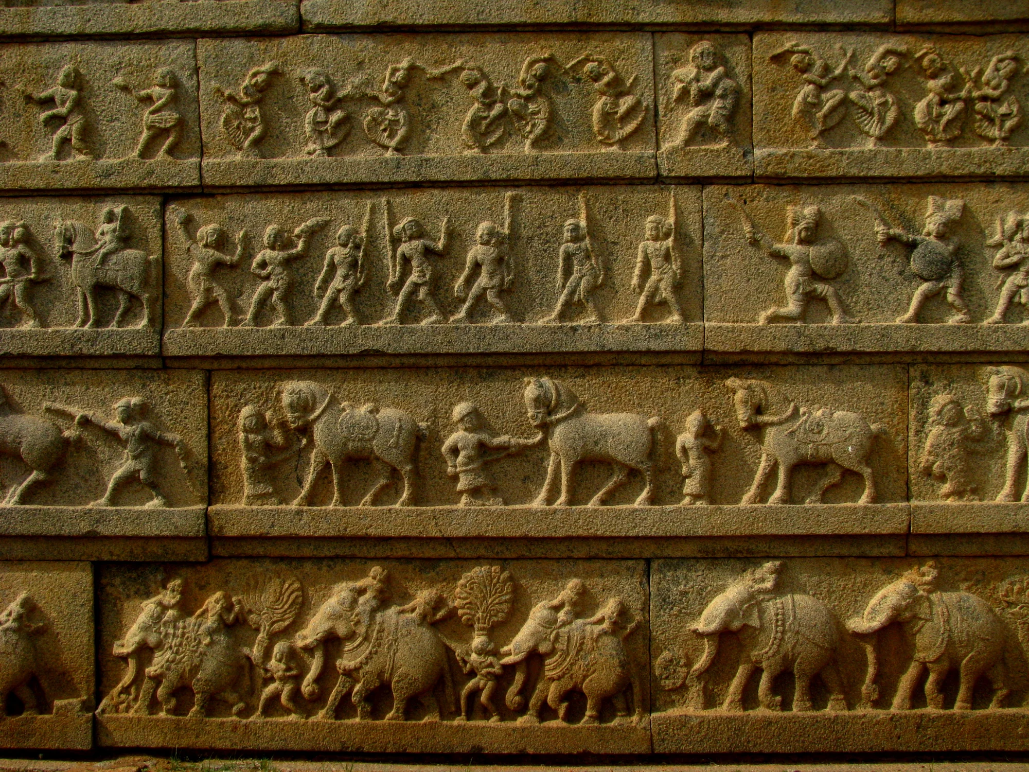 Ornate stone columns and architectural details showing Vijayanagara grandeur