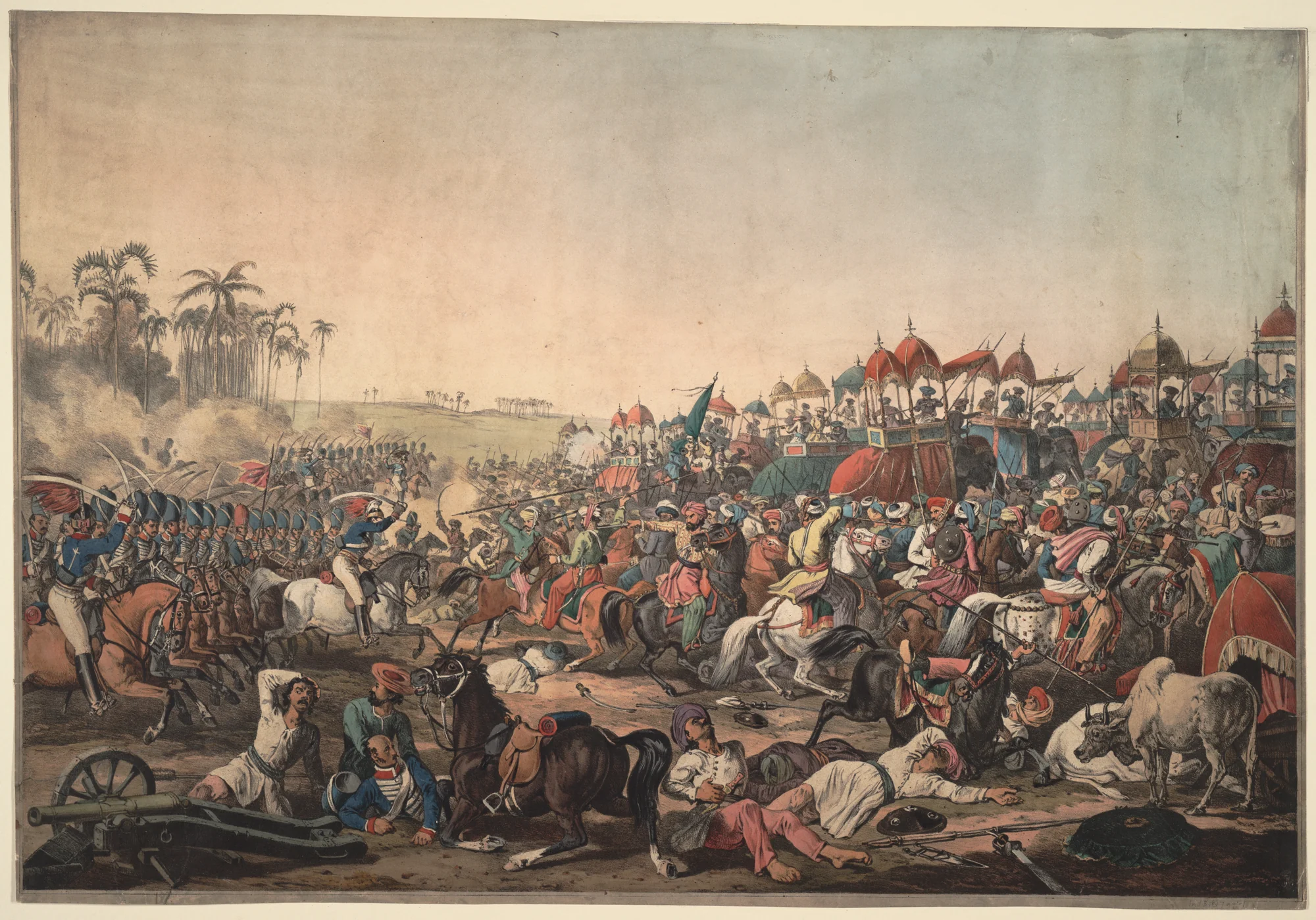Painting depicting cavalry charge by Bengal and Madras regiments