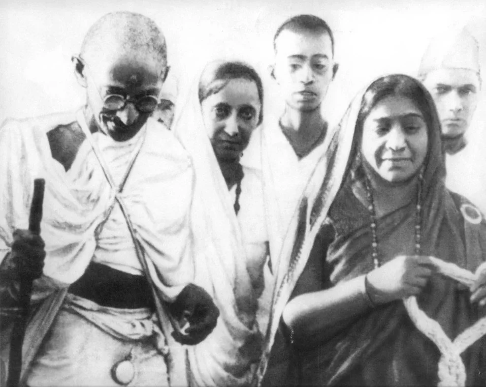 Mahatma Gandhi with Sarojini Naidu during the Salt March