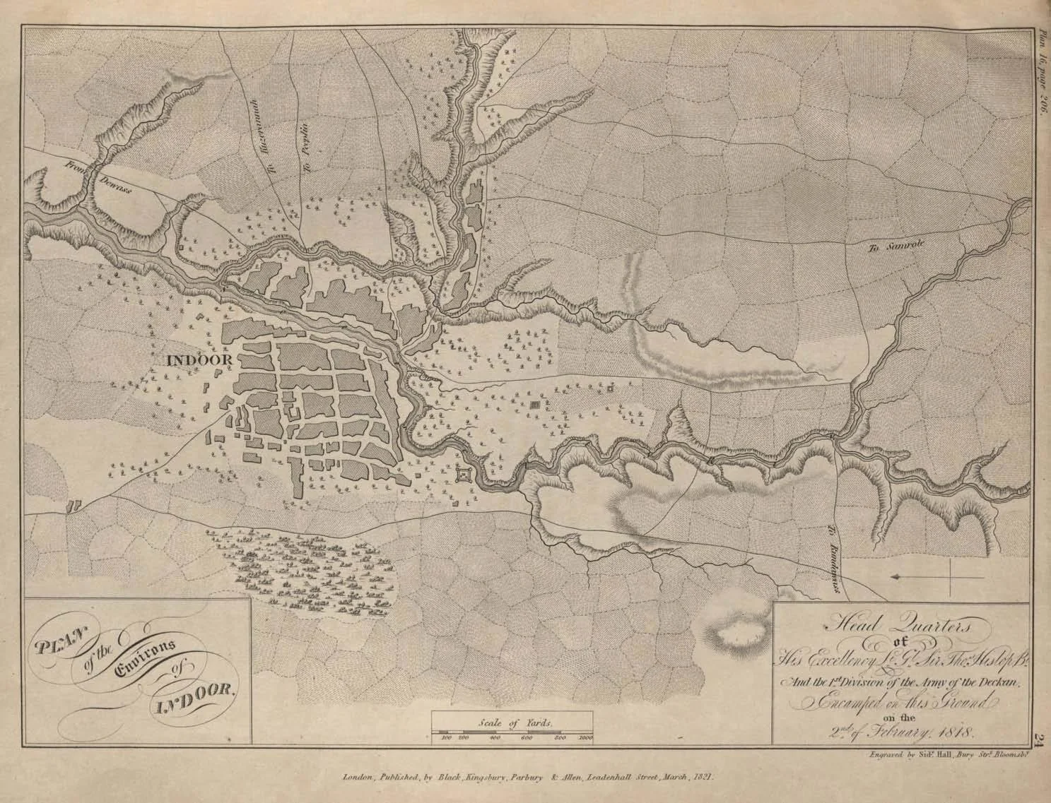 Map of the environs of Indore showing military positions