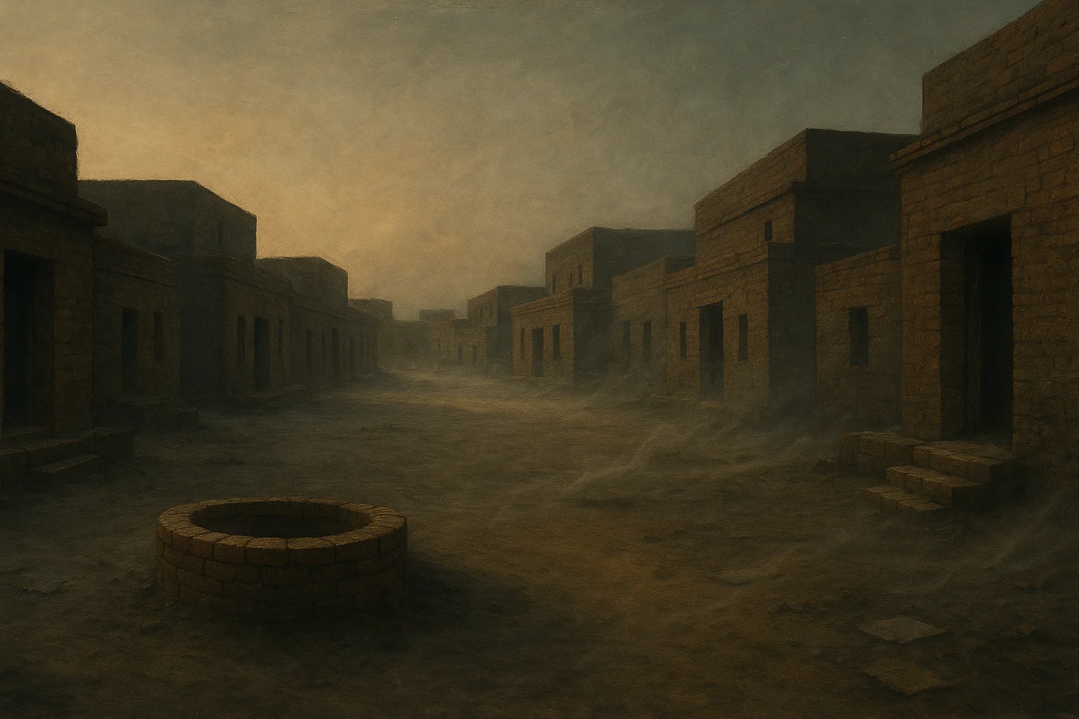 Abandoned Indus Valley street at dusk
