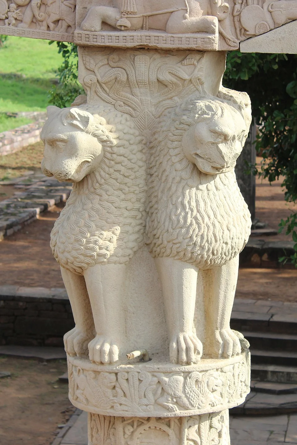 Remains of Ashoka's pillar at Sanchi