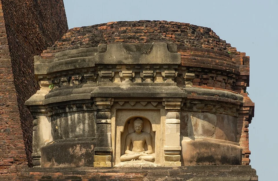 Detailed stucco decorative work on Sariputta Stupa
