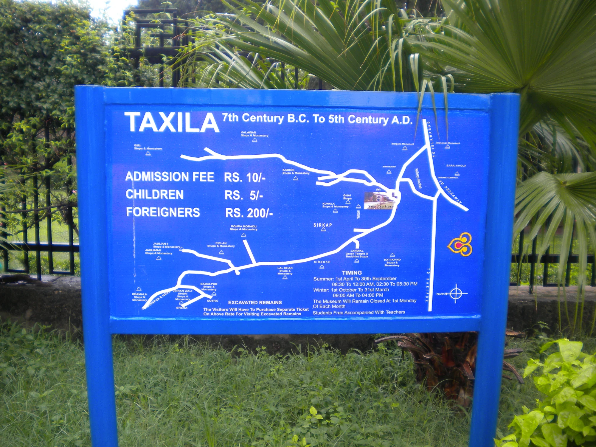 Detailed map of Taxila ruins