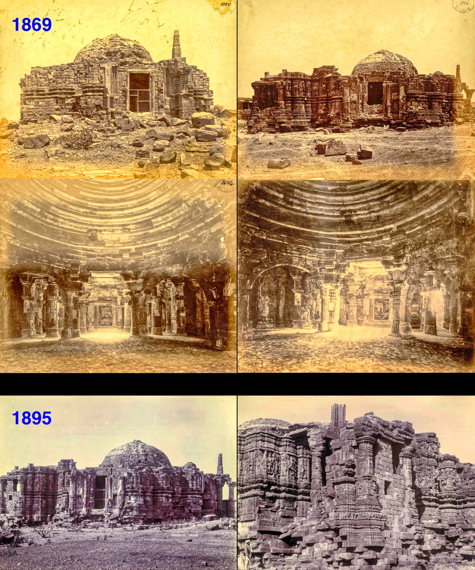 19th century photographs showing the ruined state of Somnath temple