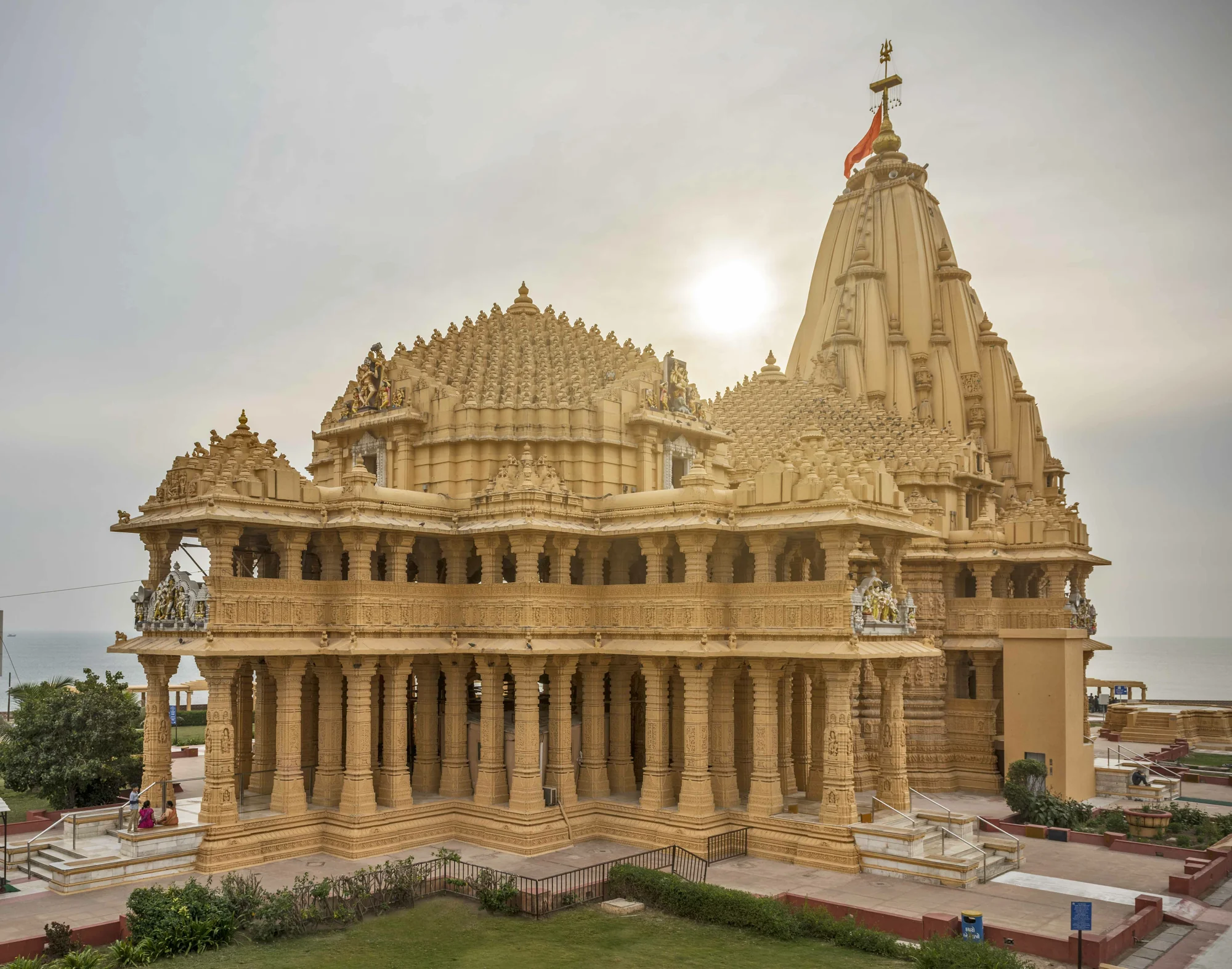 Modern Somnath Temple with its impressive spire and architectural details