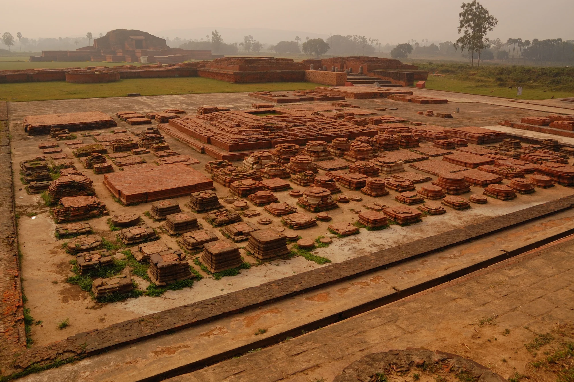 Close view of Vikramashila ruins showing brick architecture