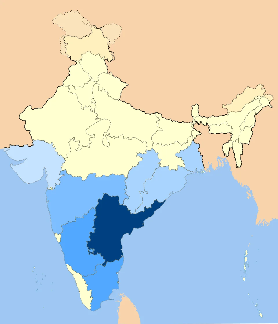Map showing distribution of Telugu speakers across India