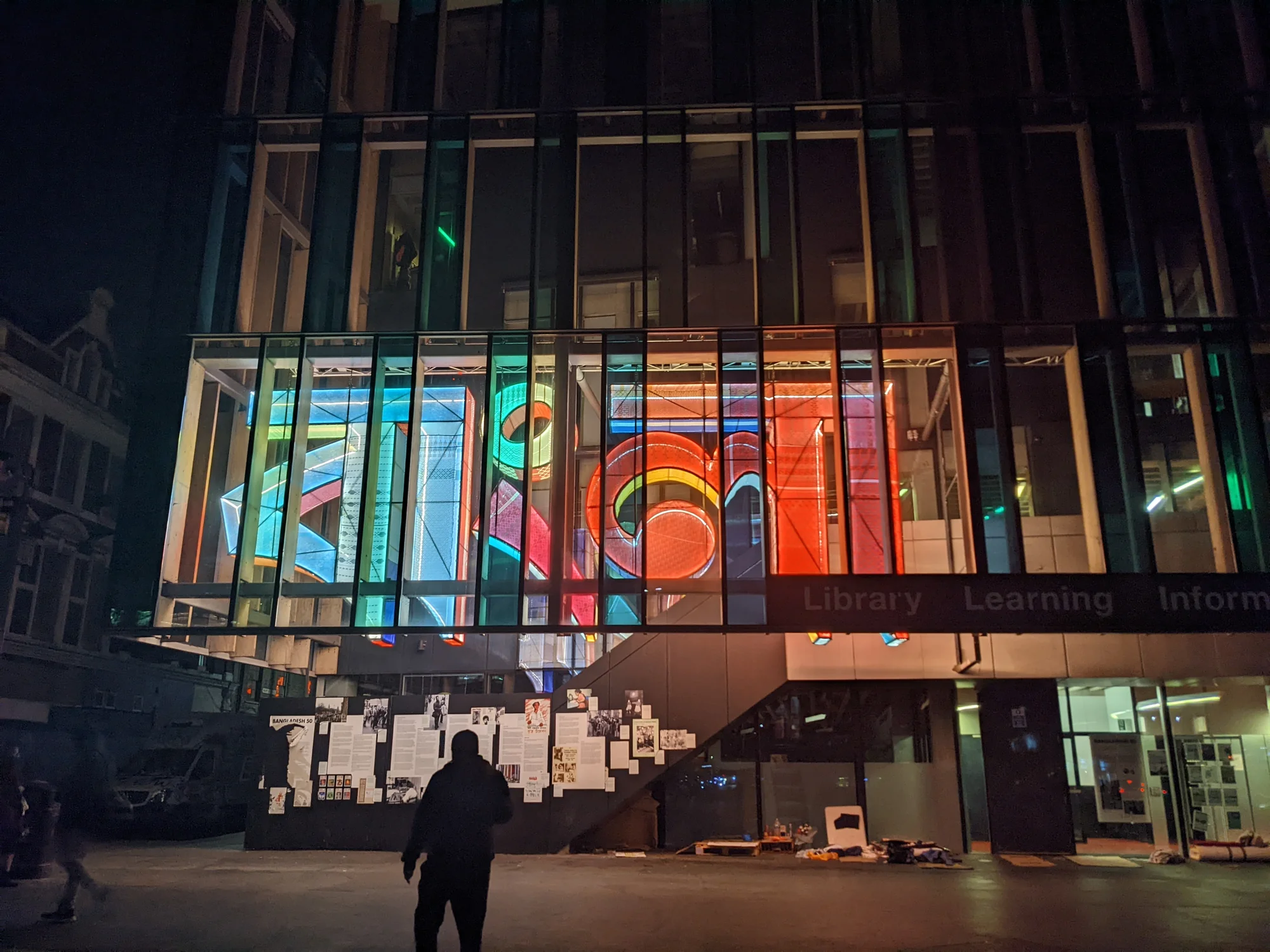 Bengali language illuminated signage in Whitechapel