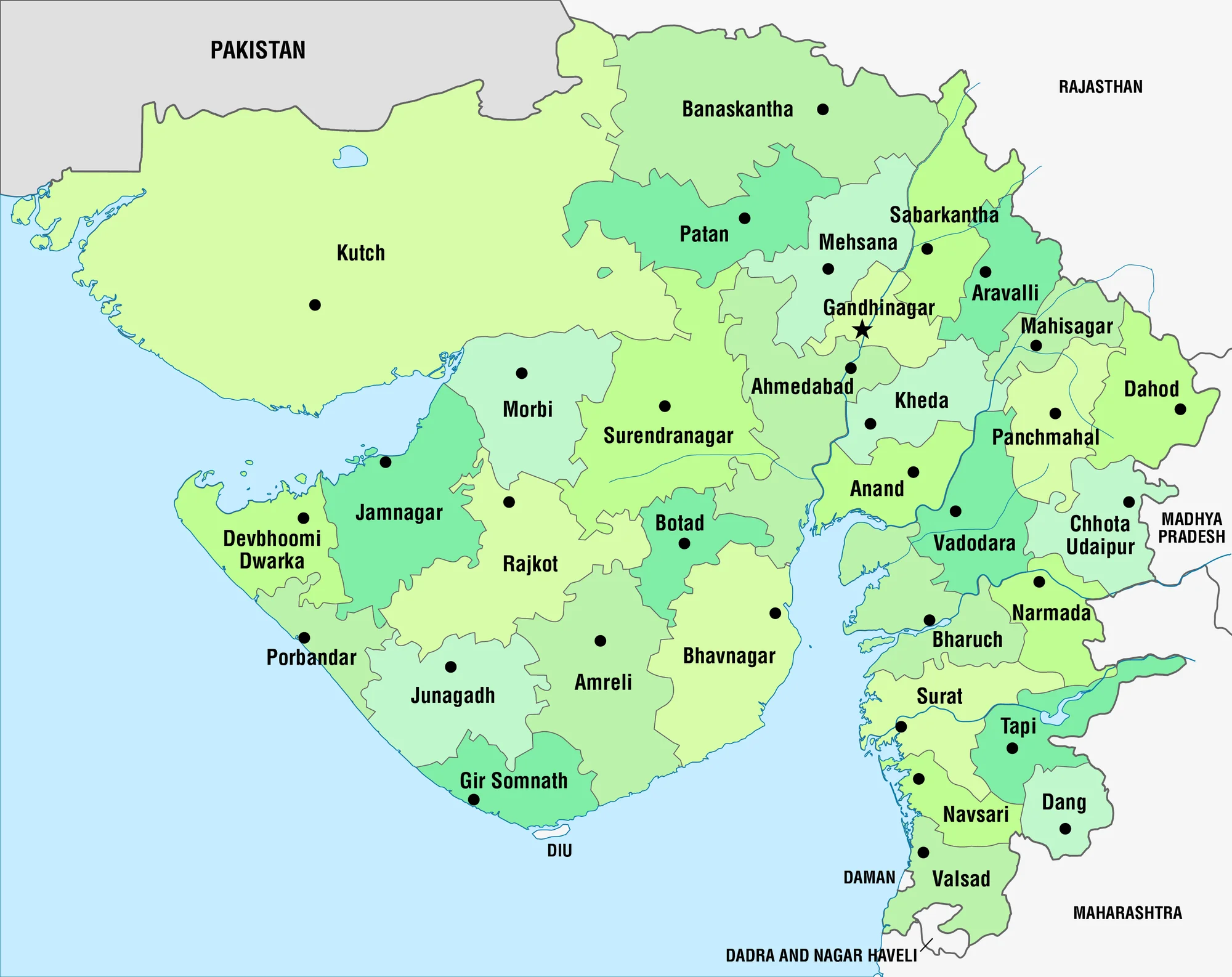 Administrative divisions of Gujarat state
