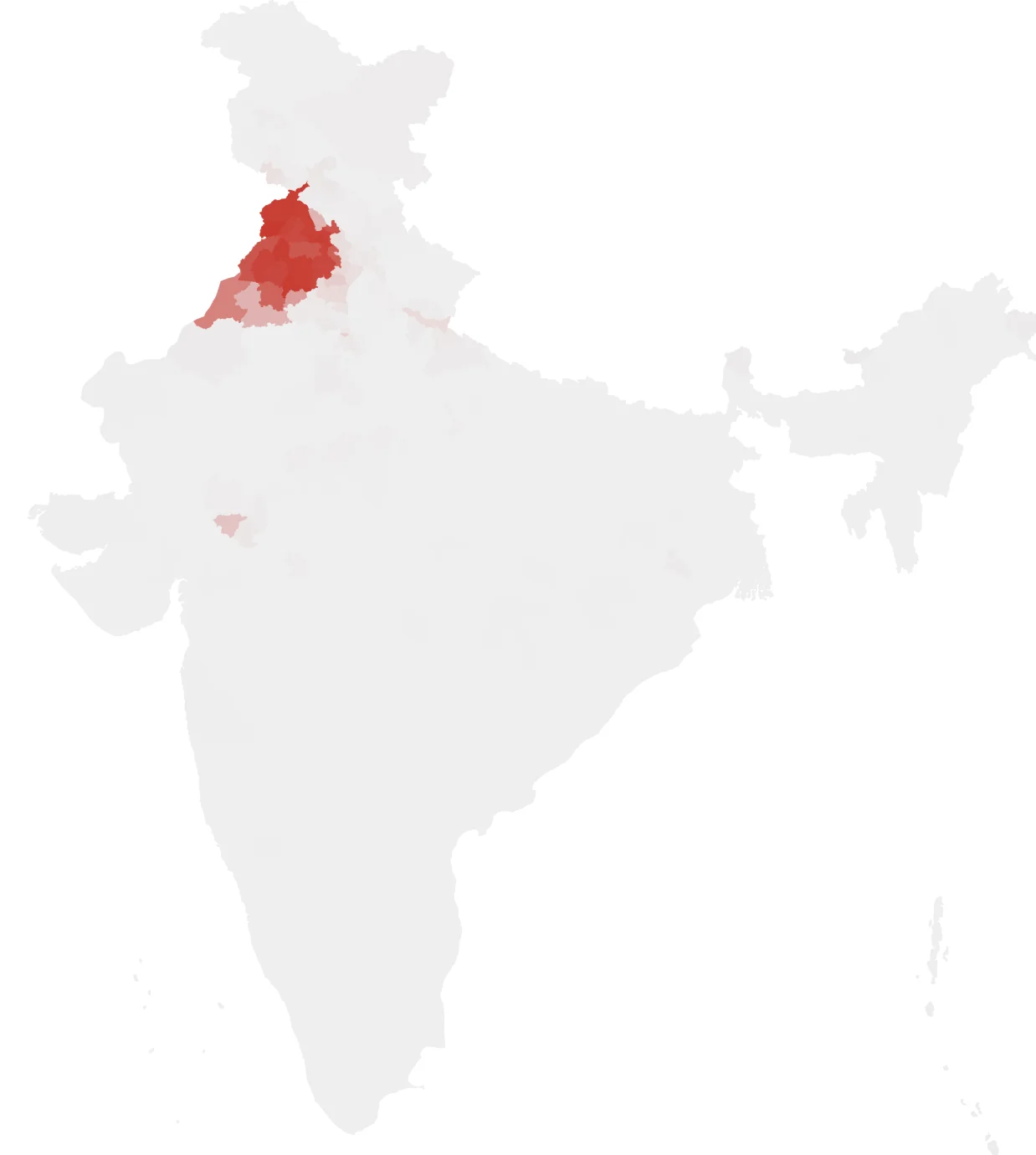 Punjabi speakers distribution in India
