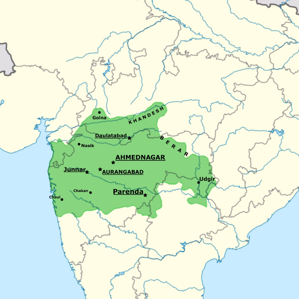 Ahmadnagar Sultanate at Its Territorial Zenith, c. 1574