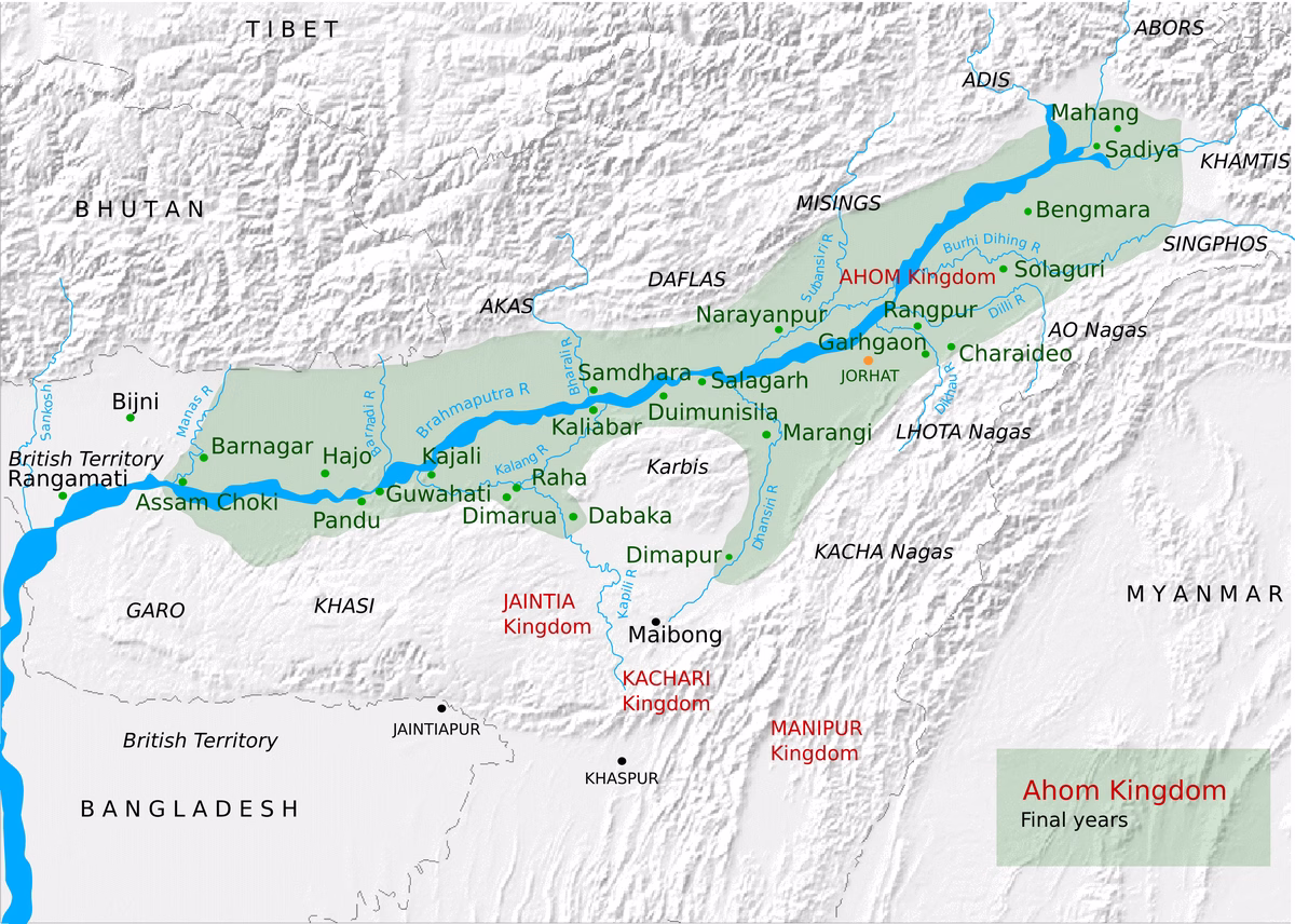 Ahom Kingdom Map, 1228–1826