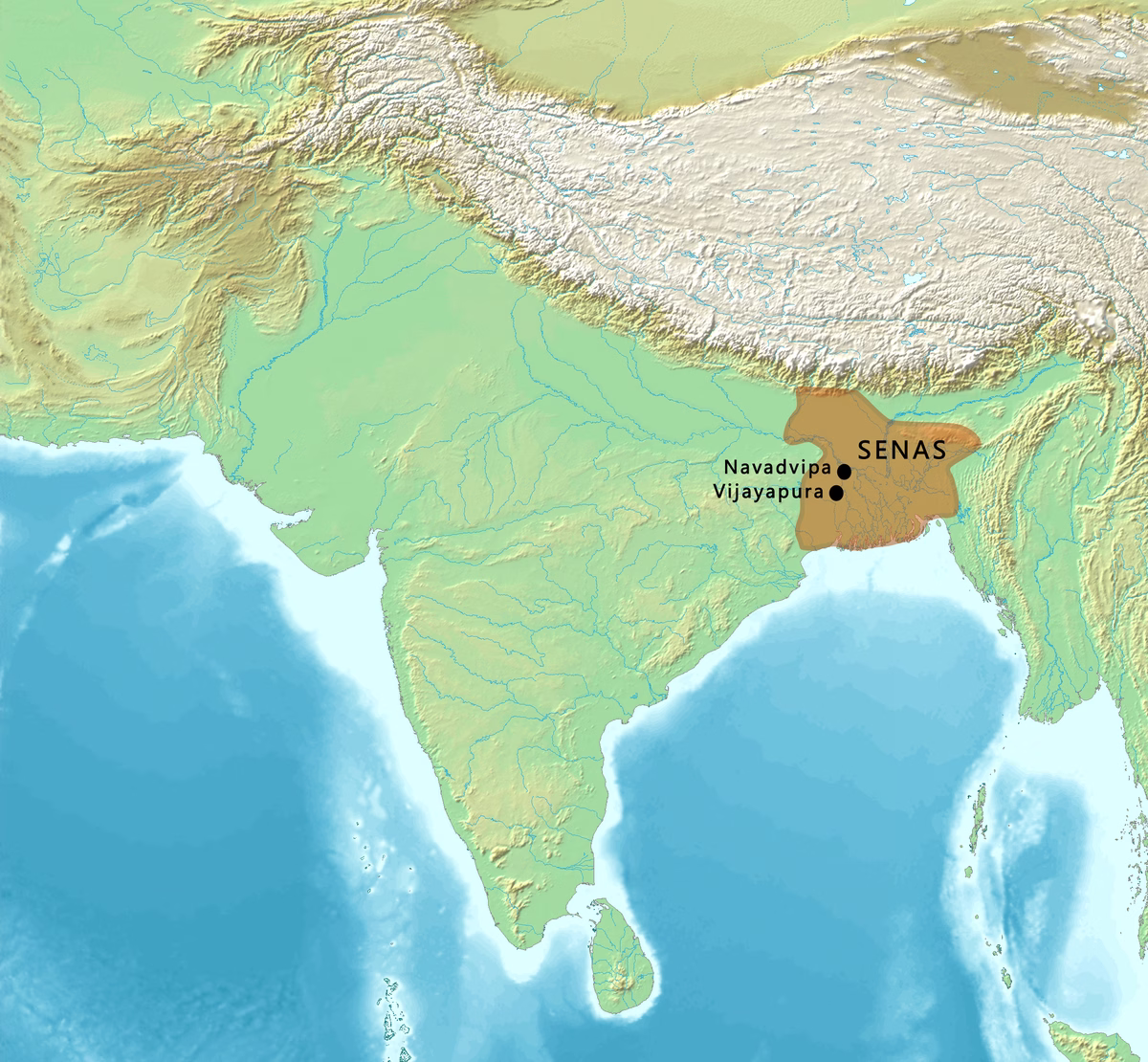 ಸೇನ ರಾಜವಂಶದ ಪ್ರದೇಶ, c. 1179-1204 CE