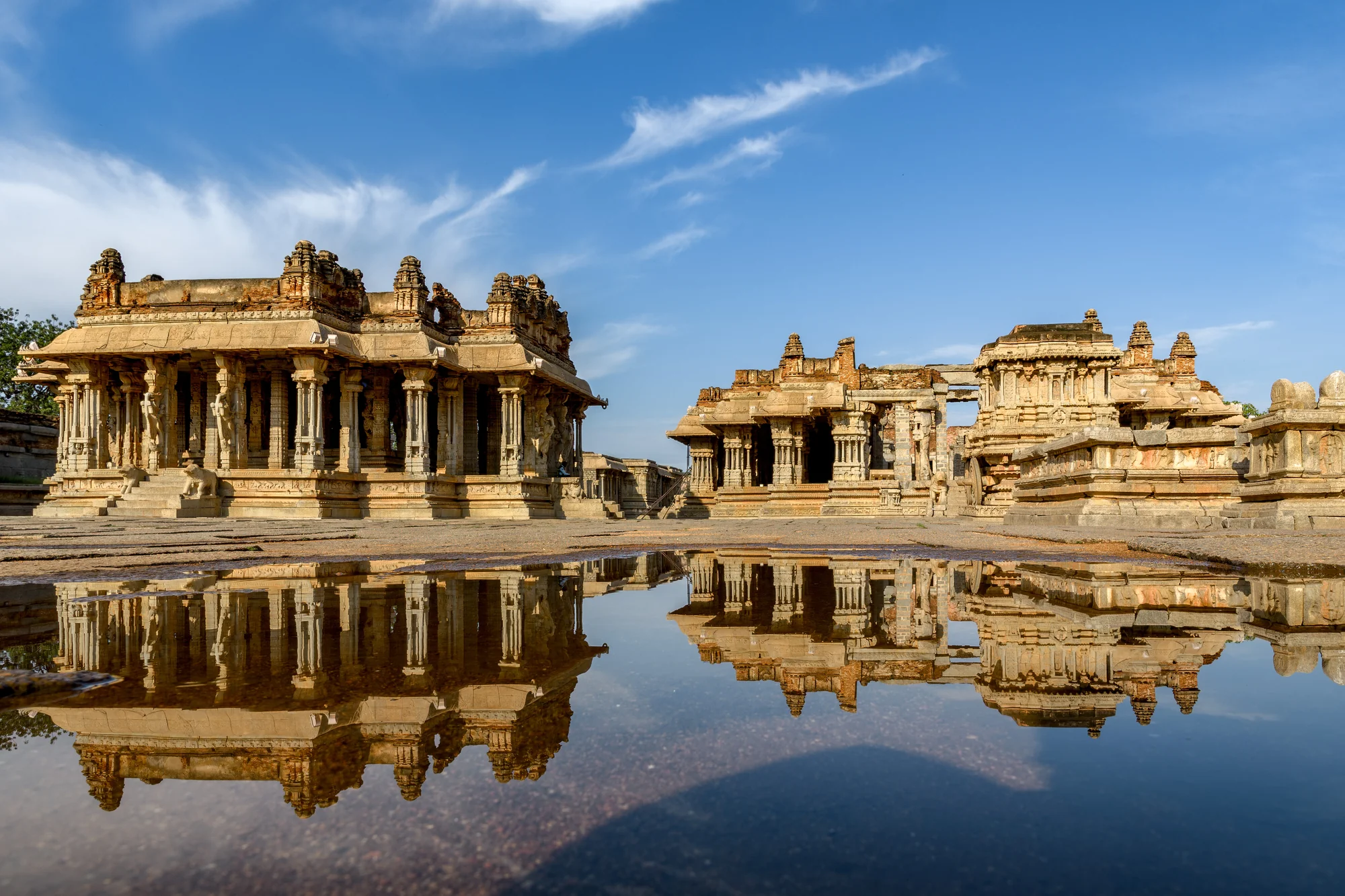The magnificent Vittala Temple complex showing intricate Dravidian architecture