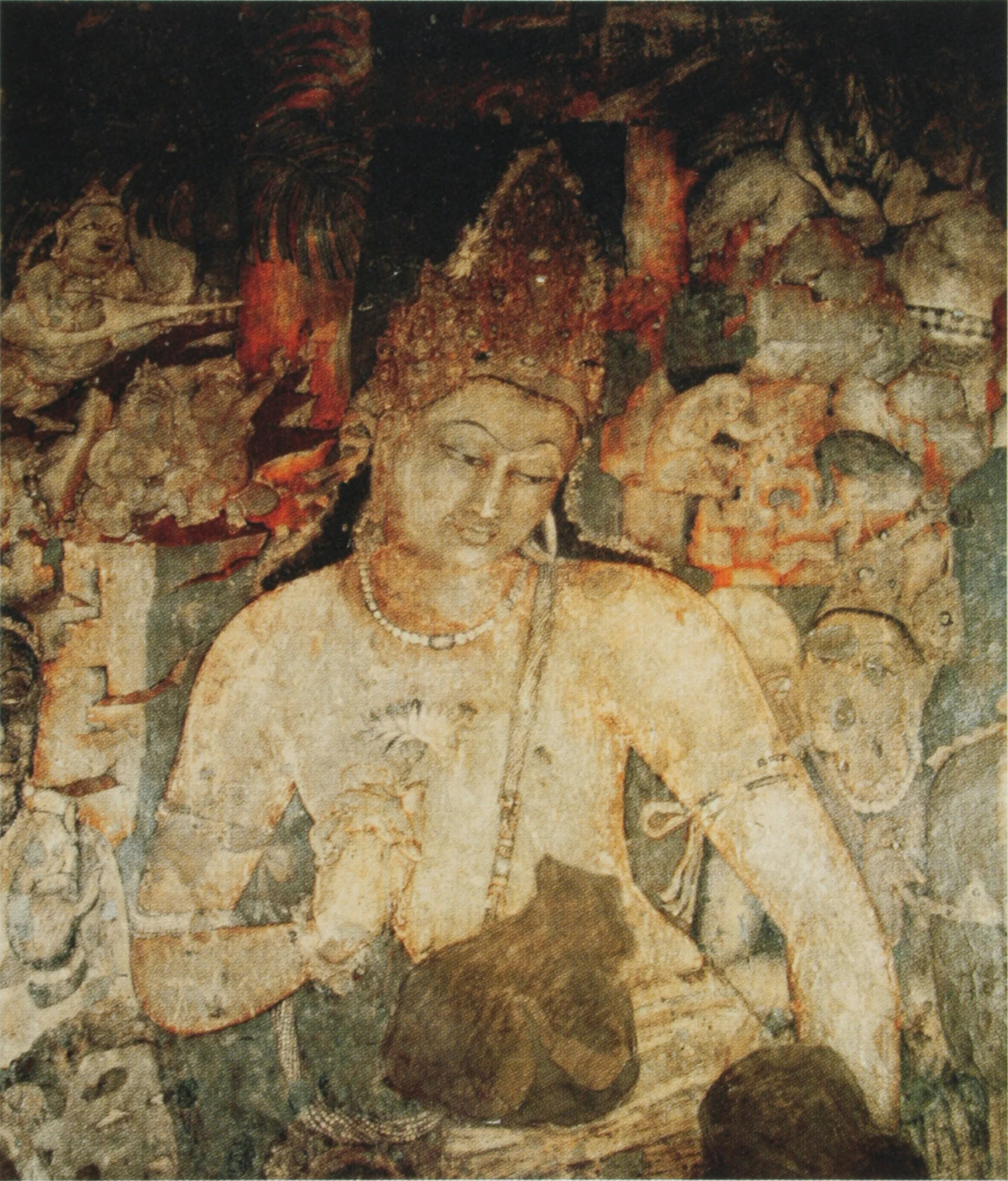 Bodhisattva Padmapani painting from Cave 1 at Ajanta showing exquisite ancient Indian art