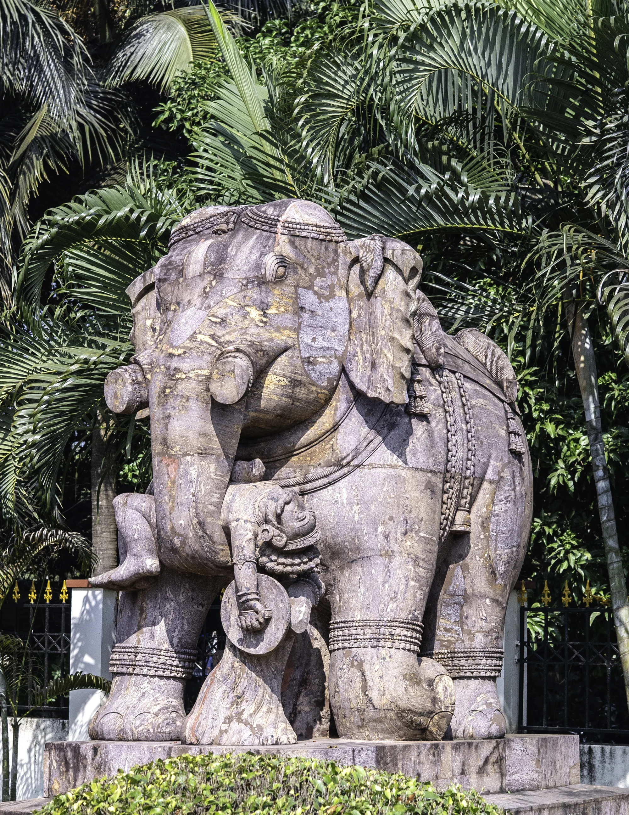 13th century elephant sculpture at the temple base