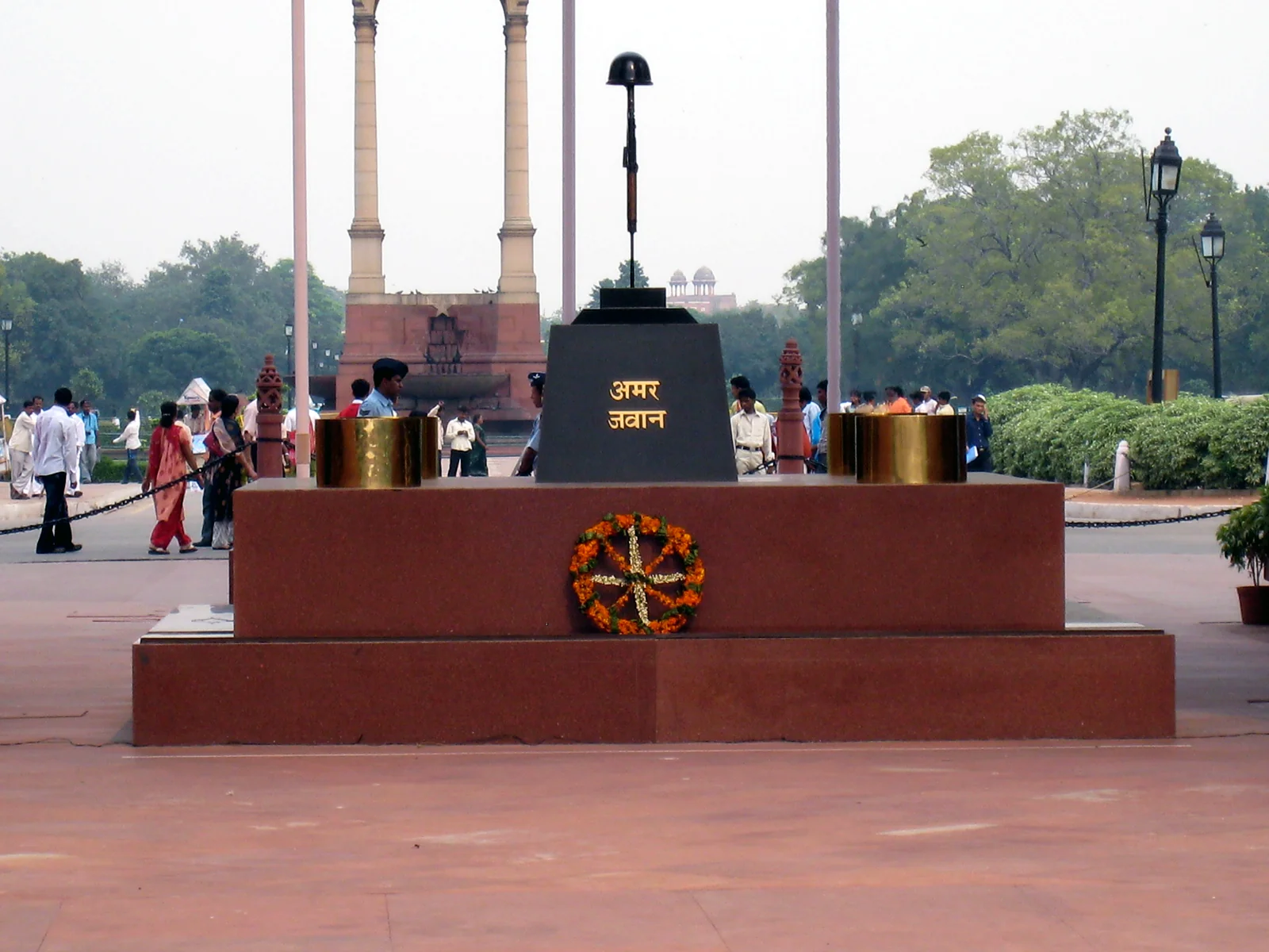 The Amar Jawan Jyoti eternal flame beneath India Gate