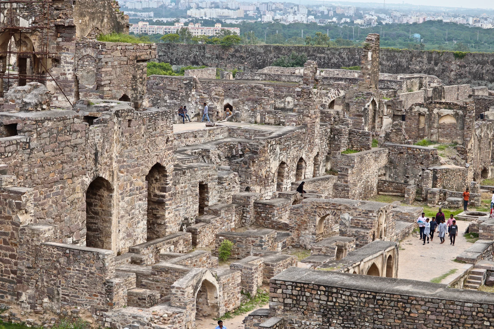 View of ruined fort structures from Qutub Shahi Masjid