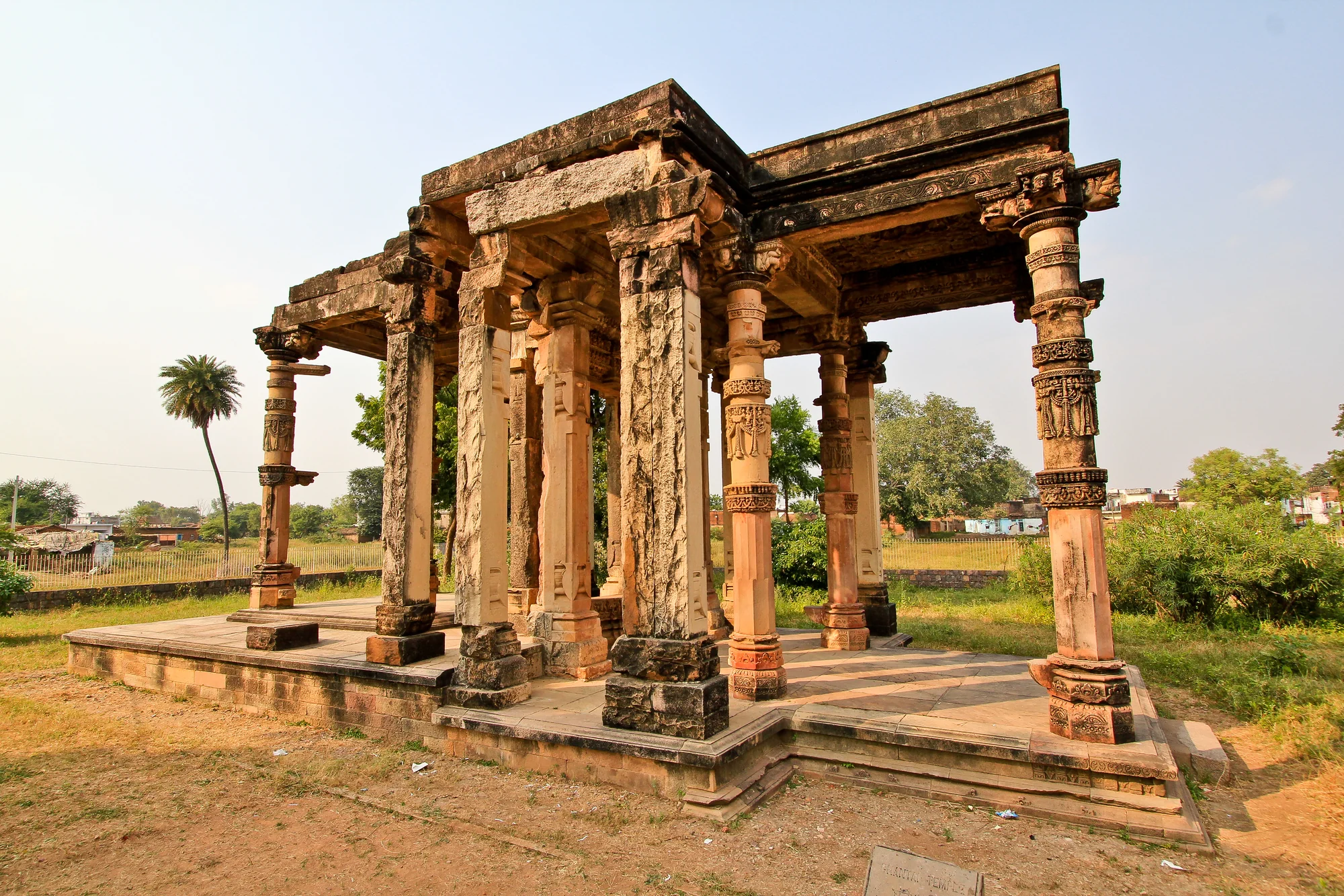 Ancient pillars at Khajuraho ruins