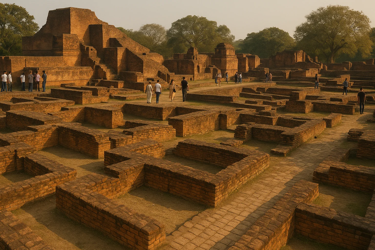 Archaeological ruins of Nalanda in modern times