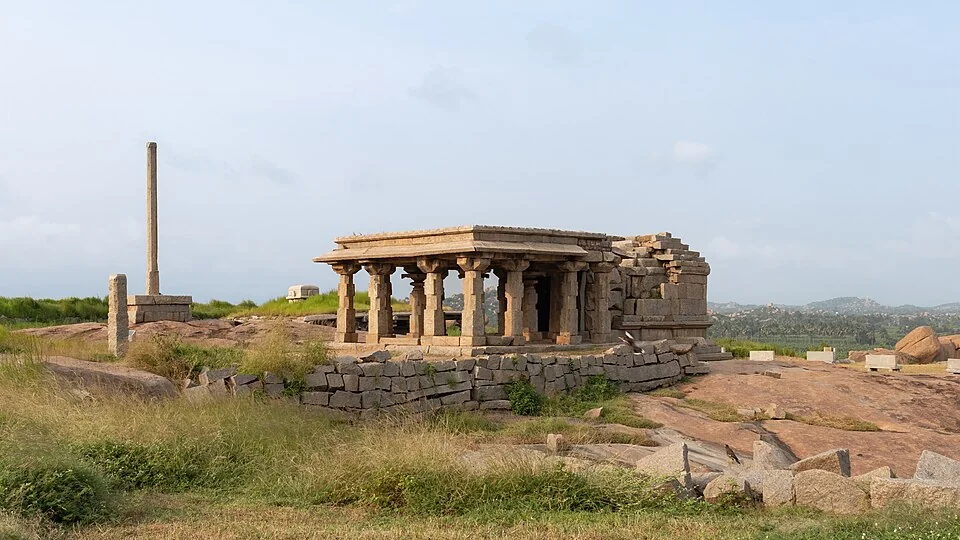 Temple on Hemakuta Hill at Hampi during sunset