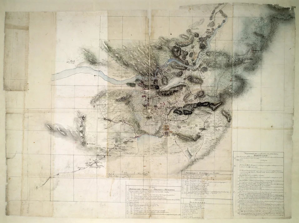 Historical map of Hampi and Vijayanagara ruins published in 1820