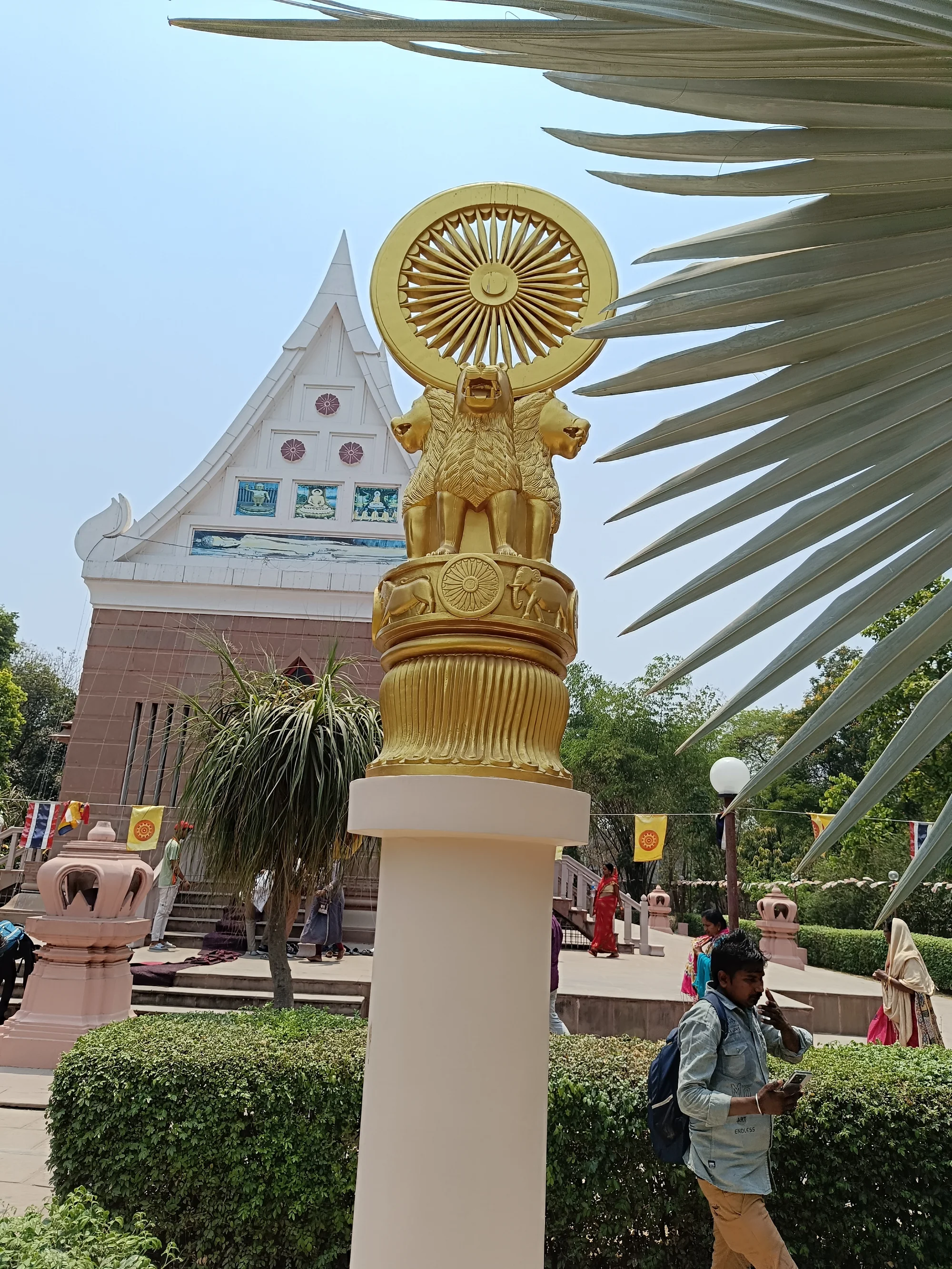 Ashoka Pillar at Sarnath with Thai Buddha Vihara in background