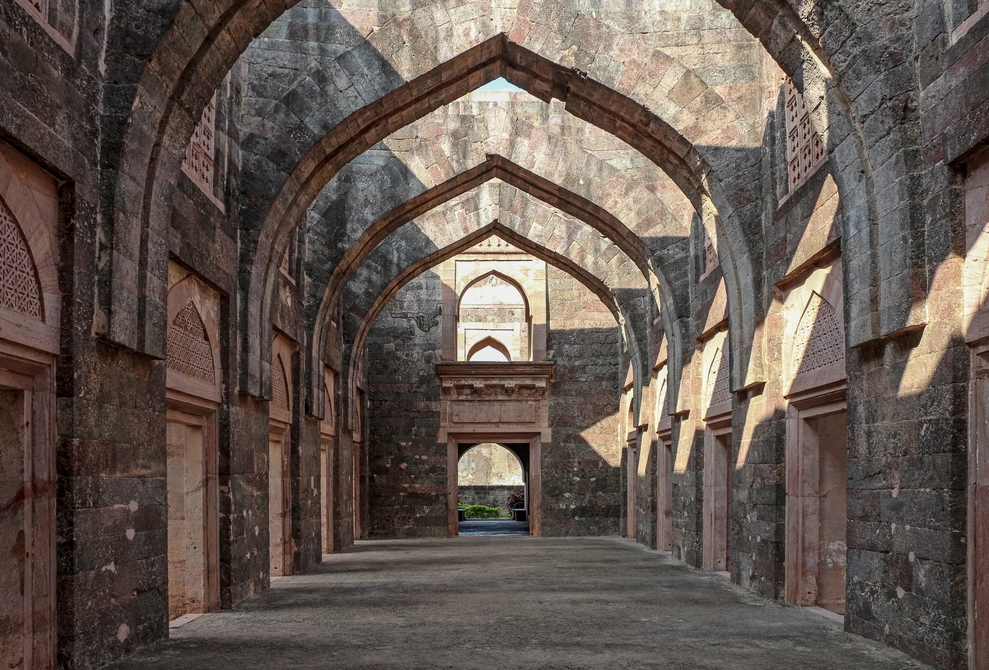 Hindola Mahal showing distinctive sloping walls