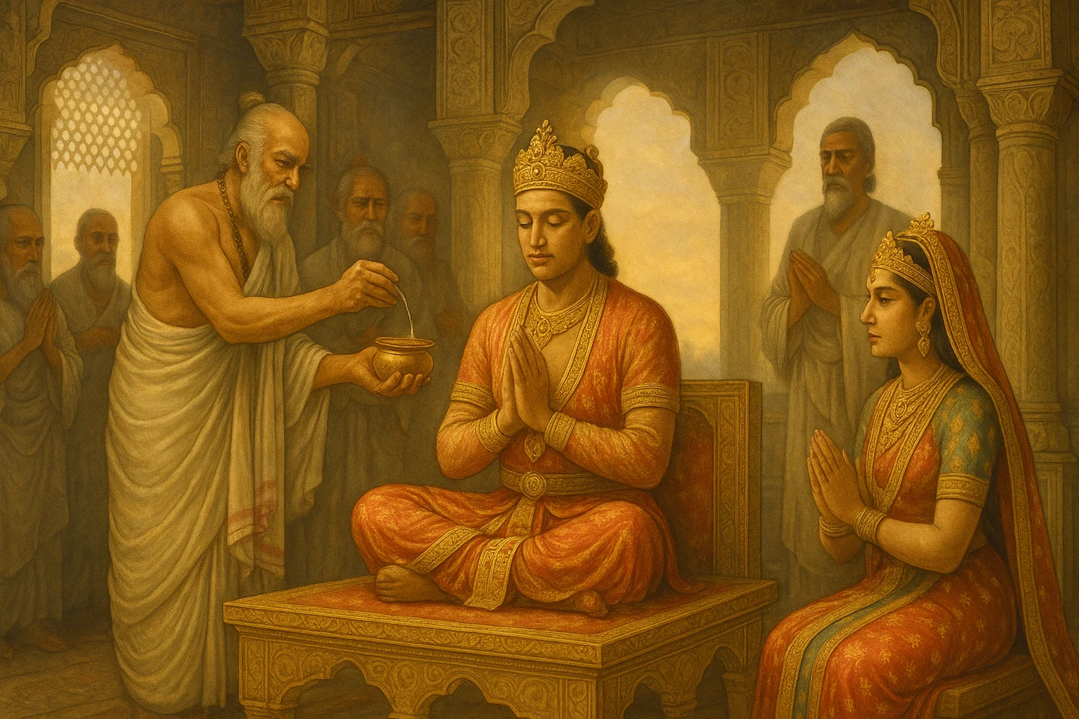 Samudragupta coin showing him playing veena with Sanskrit inscriptions