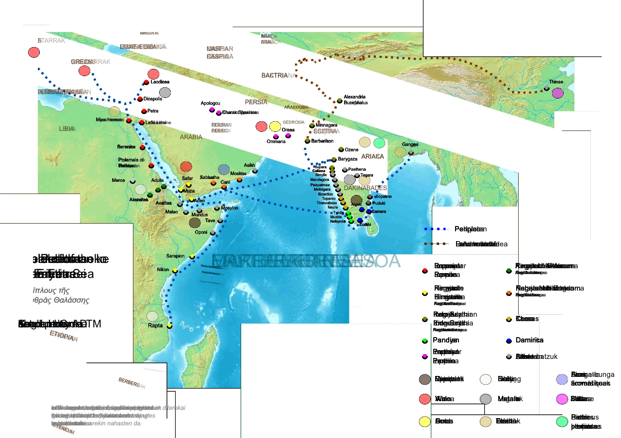 Map showing trade routes around the Indian Ocean